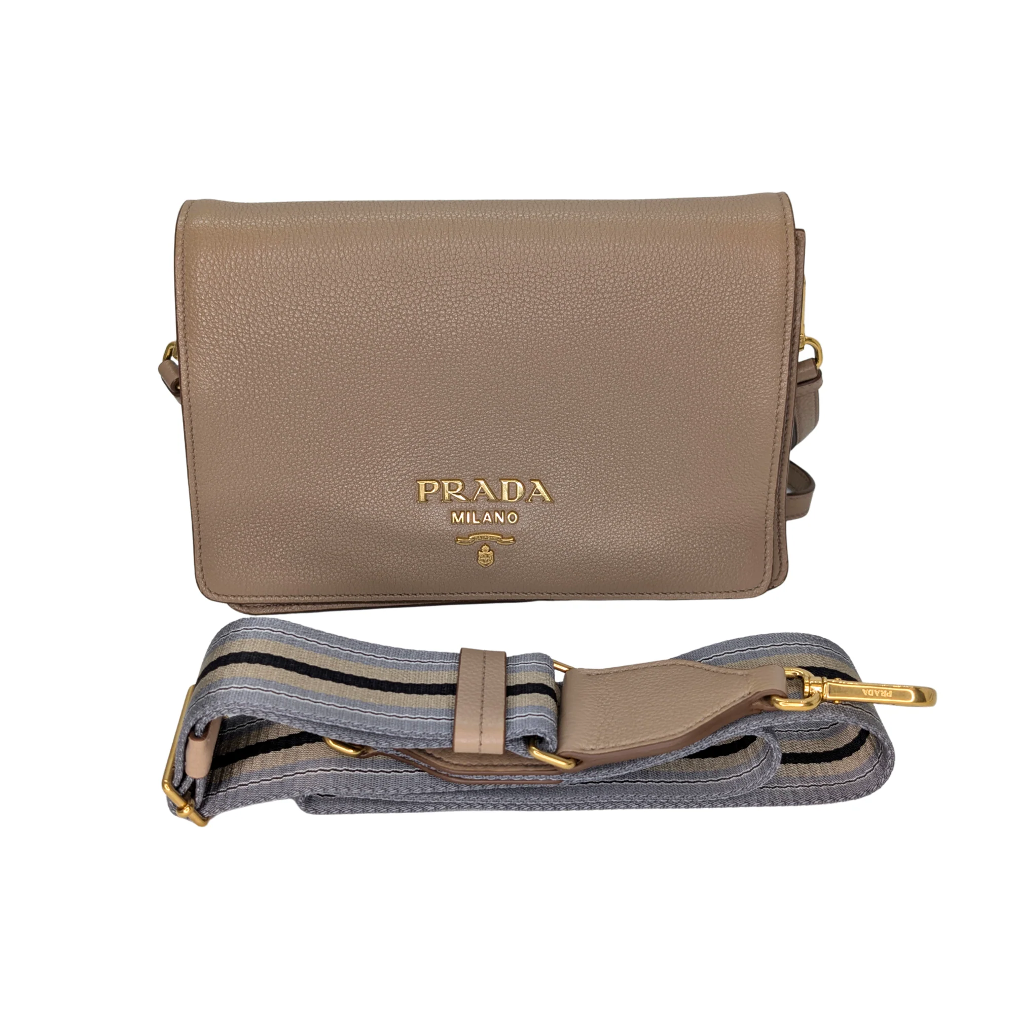 Prada Vitello Daino Leather Crossbody Bag Beige - Image 18
