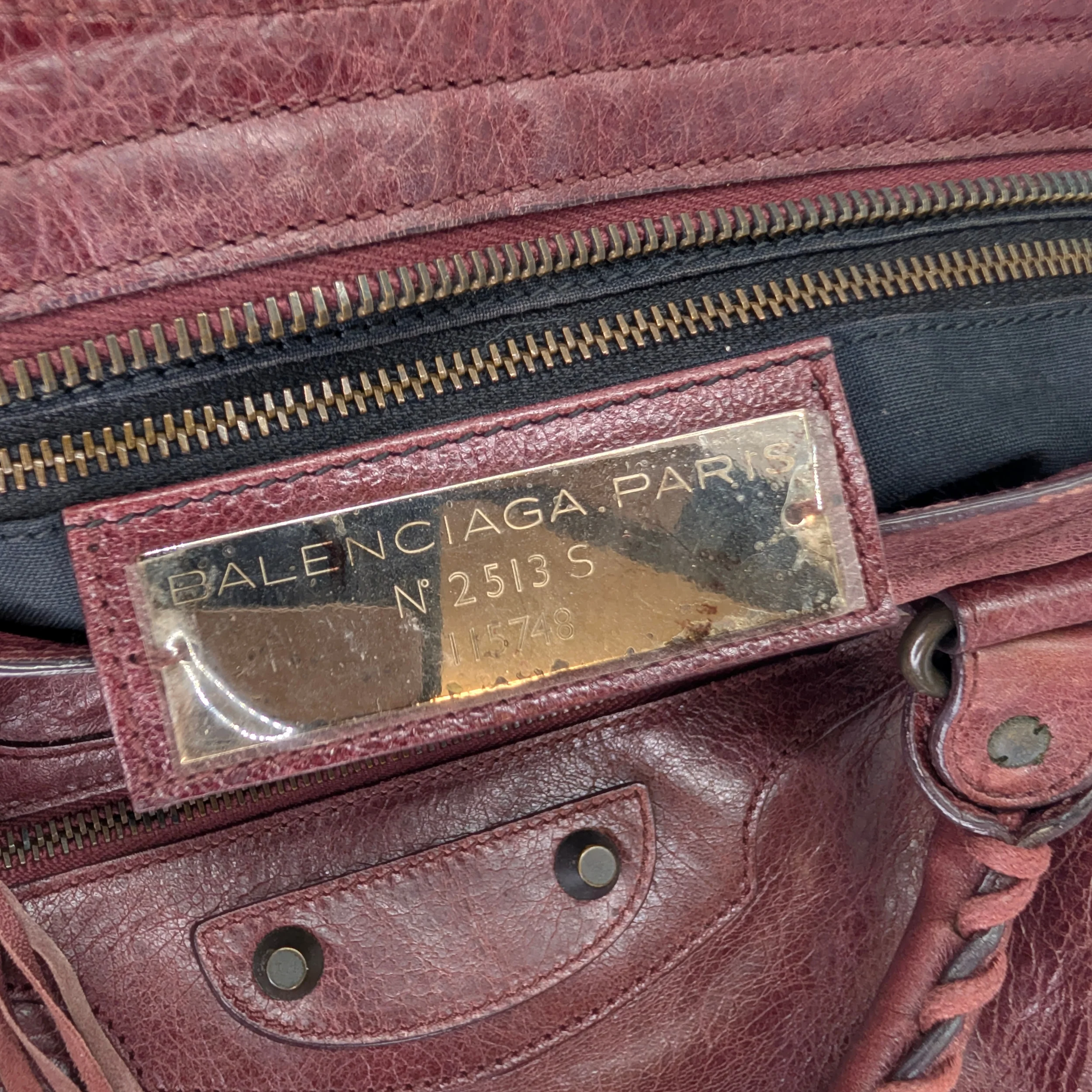 Balenciaga Motorcycle City Shoulder Bag Dark Burgundy - Image 11