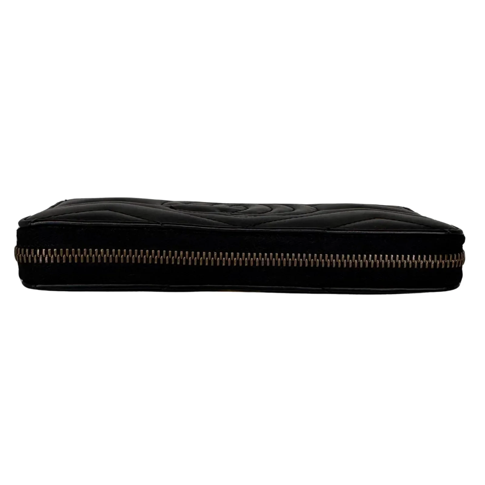 Gucci GG Marmont Zip-Around Long Wallet Black Matelassé Chevron Leather - Image 6