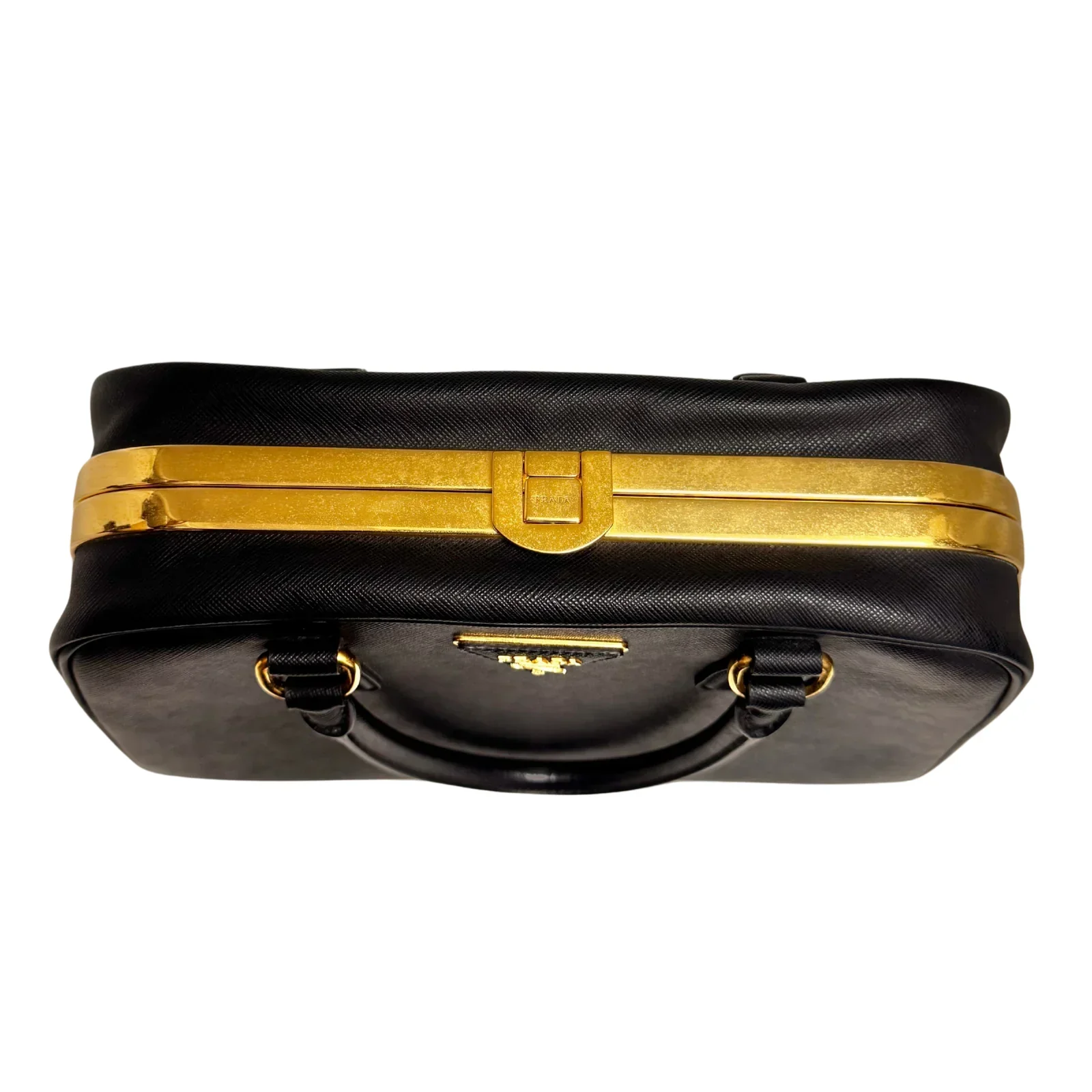 Pradaa Saffiano Lux Pyramid Bag Black - Image 6