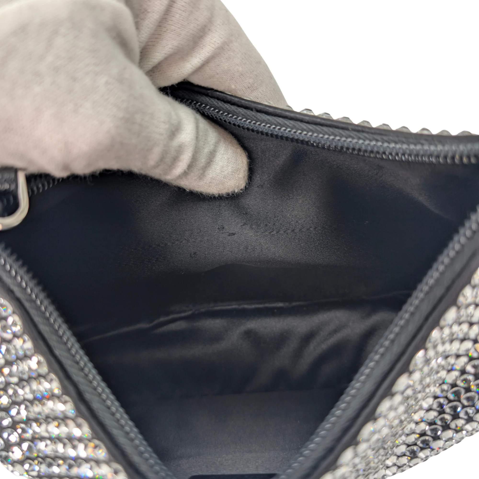 Black Prada Re-Edition Mini Satin Crystals Shoulder Bag - Image 20