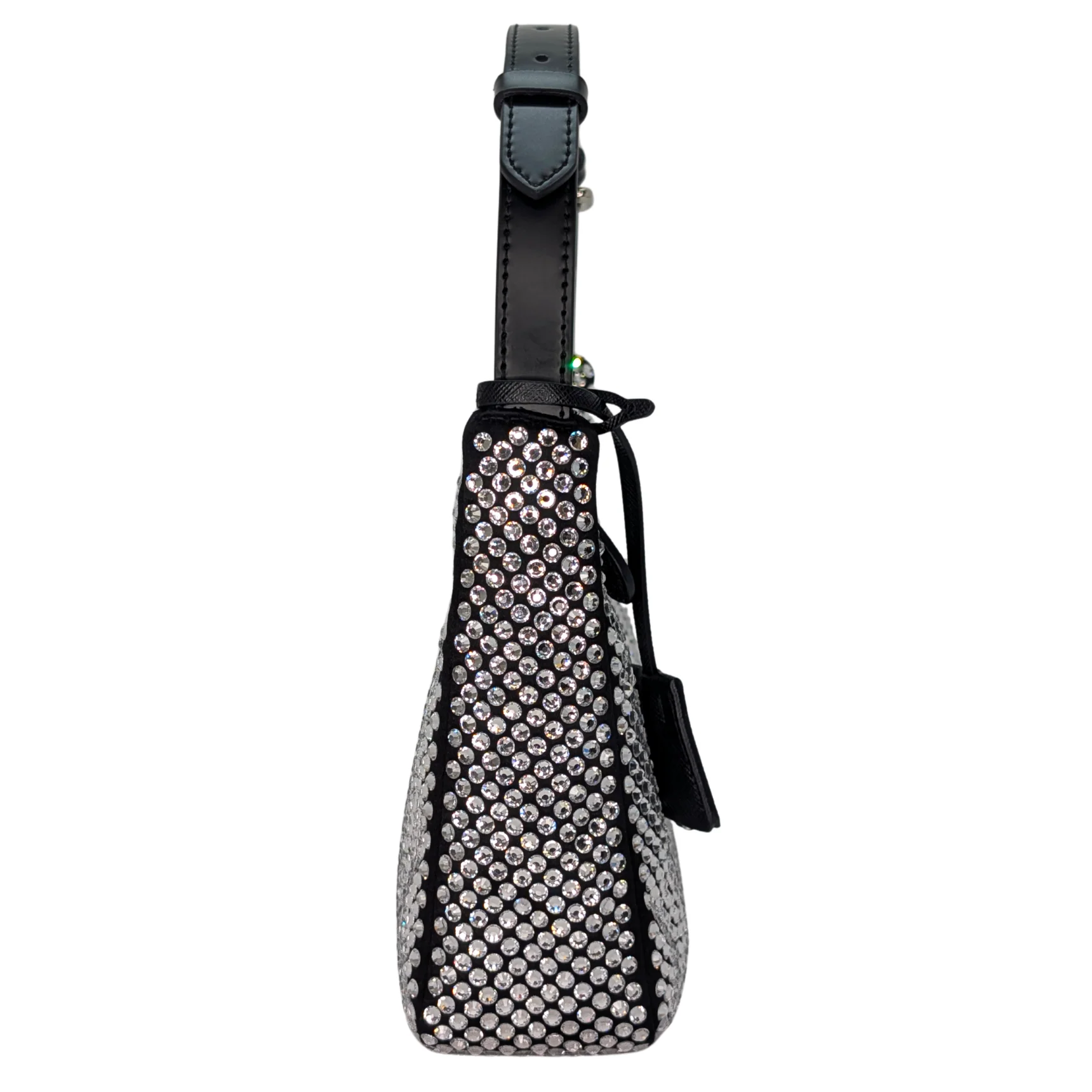 Black Prada Re-Edition Mini Satin Crystals Shoulder Bag - Image 3