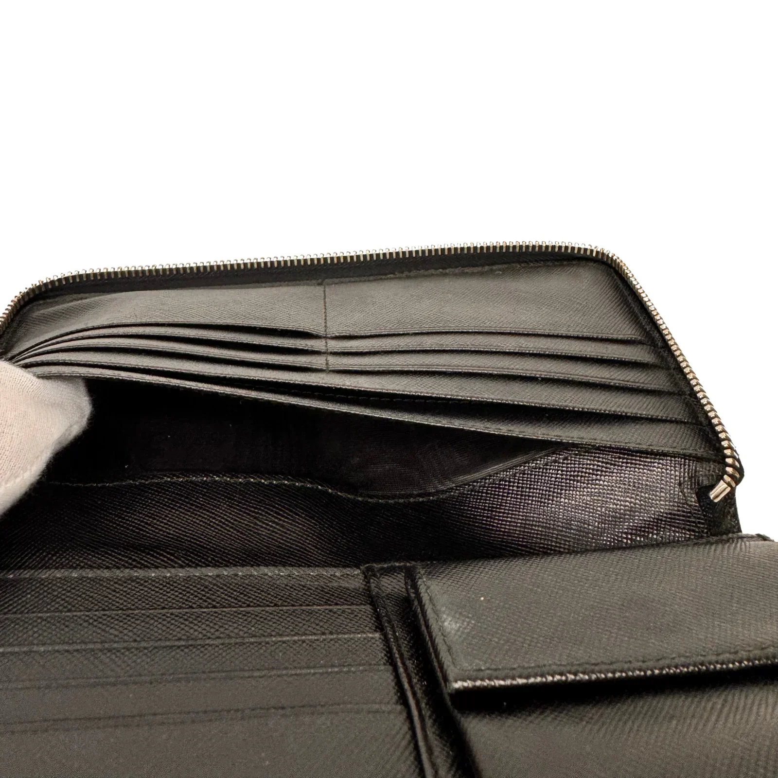 Prada Saffiano Leather Zip-Around Long Wallet – Nero Black - Image 10