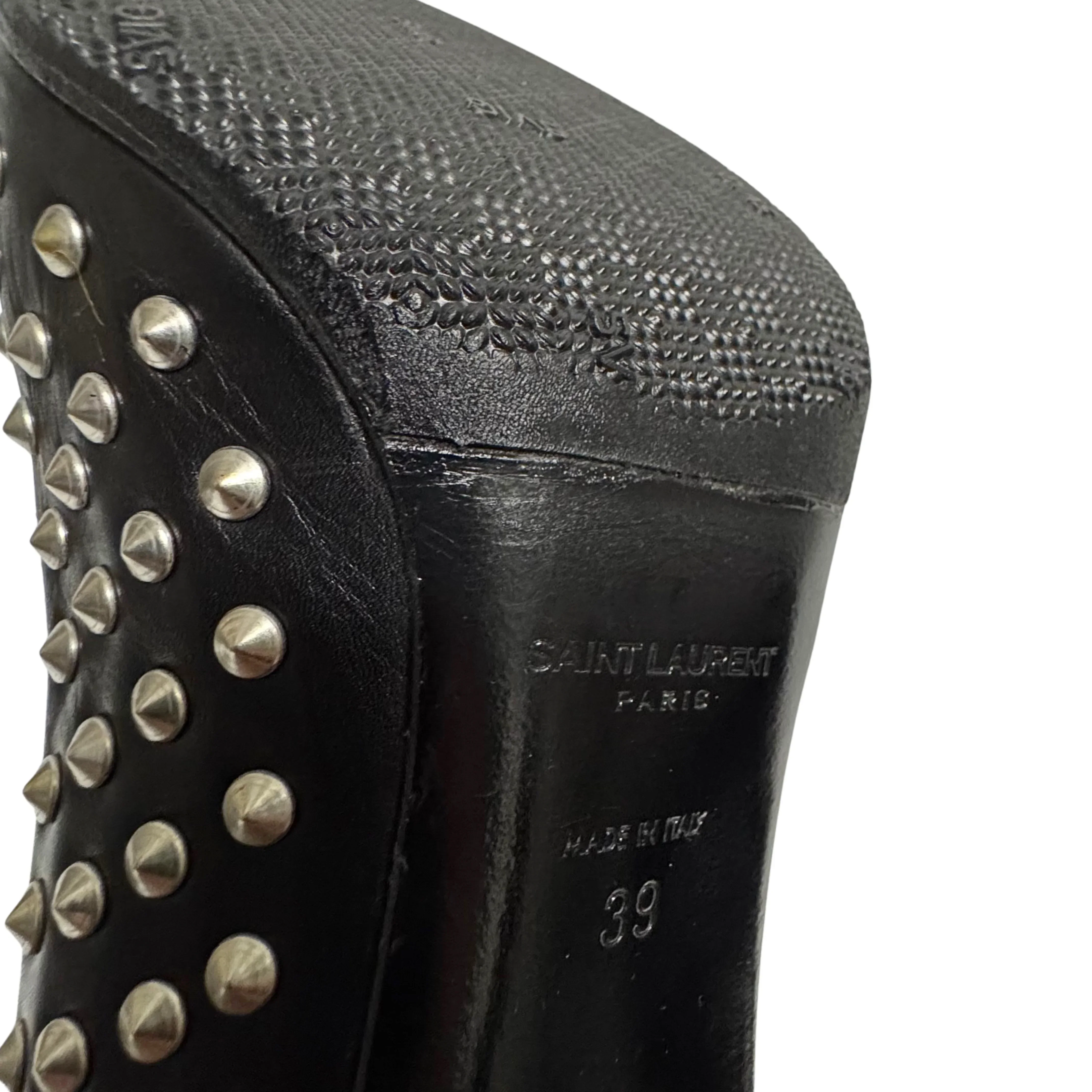 Yves Saint Laurent Leather Printed Rock stud D'Orsay Pumps - Image 10