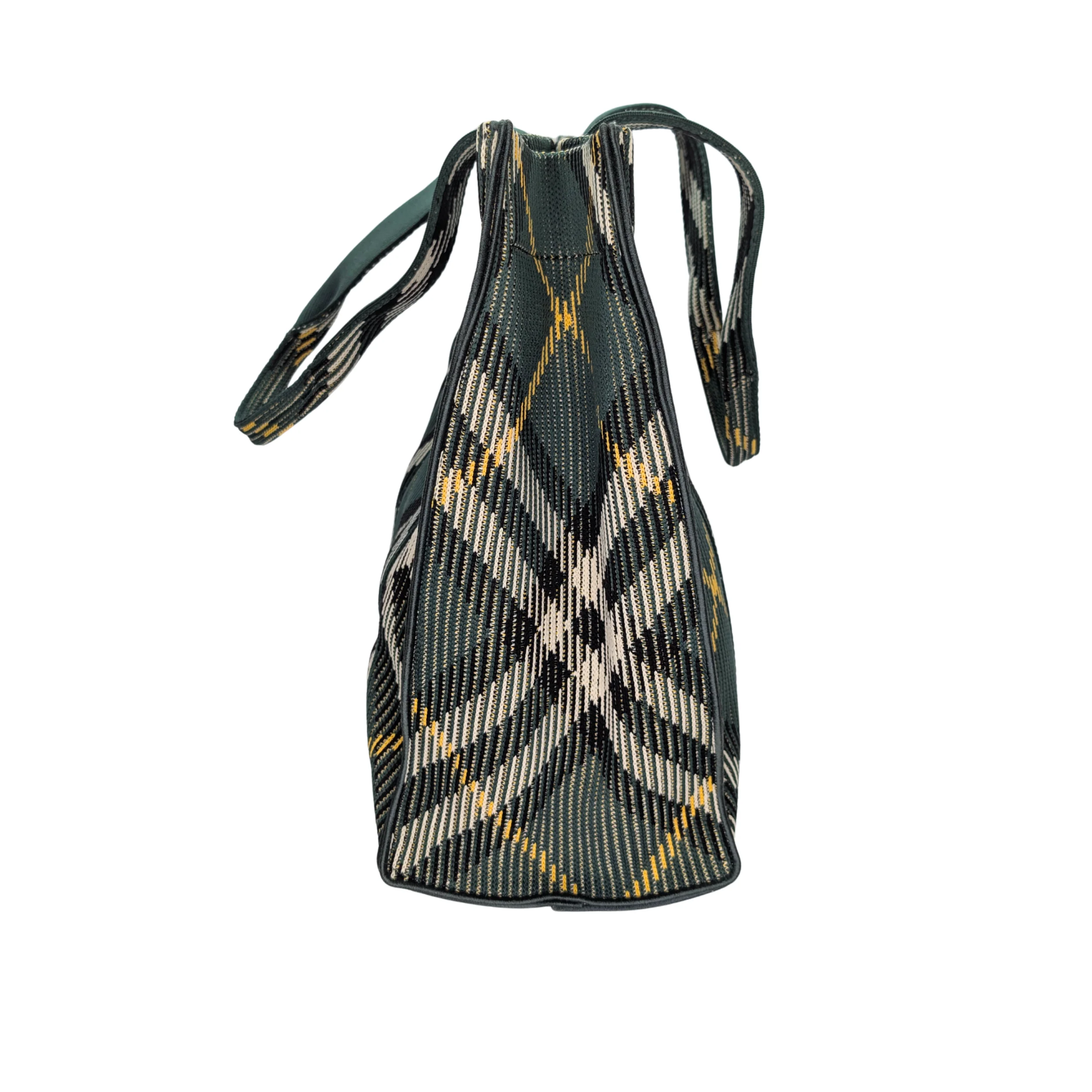 Burberry Medium Green Check Knitted Tote Bag - Image 4