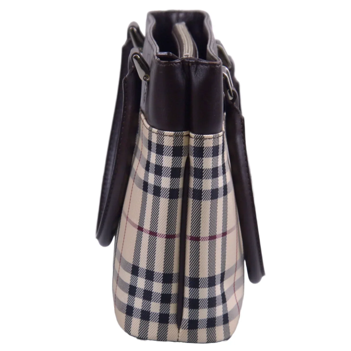 Burberry Plaid Canvas x Leather Mini Handbag - Image 4
