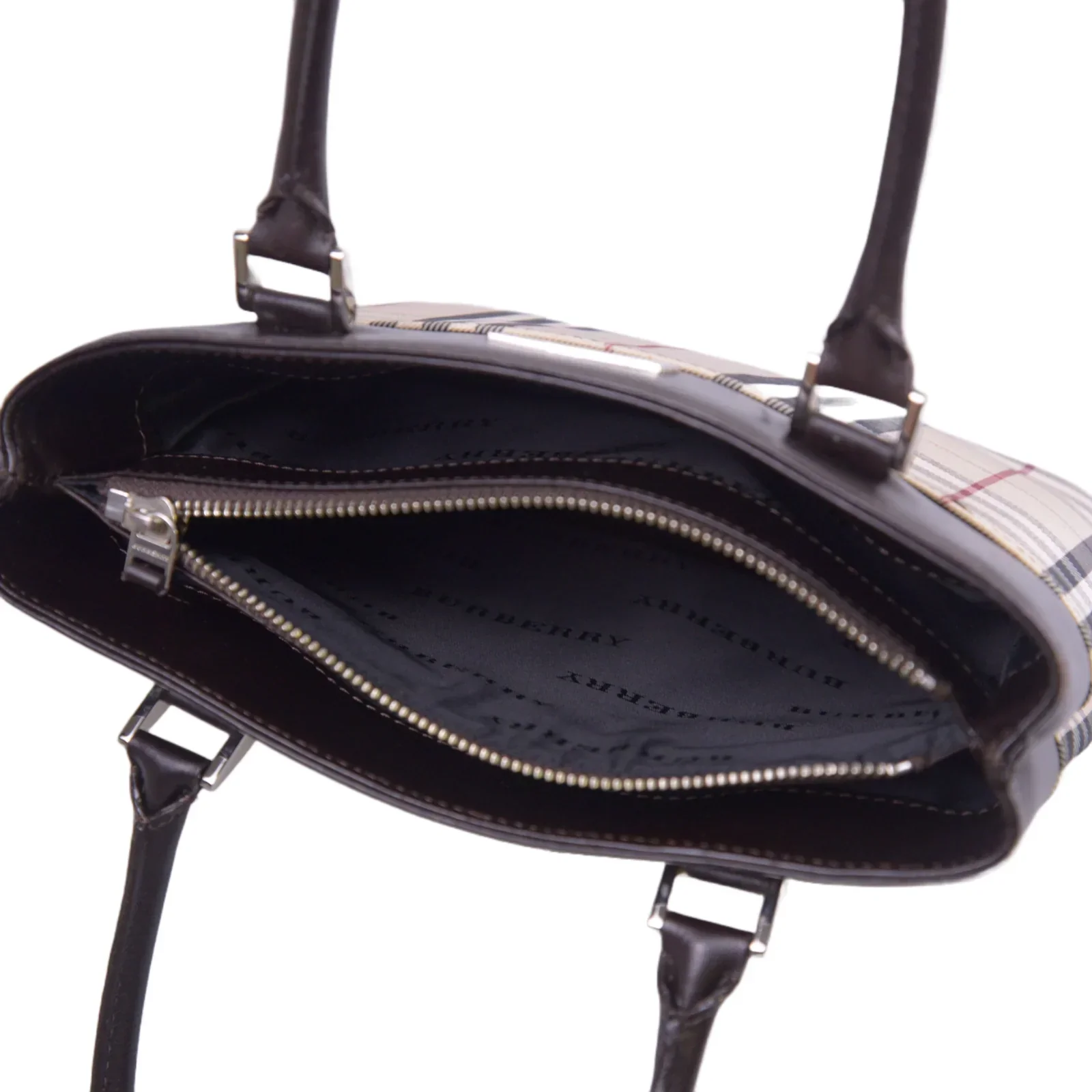 Burberry Plaid Canvas x Leather Mini Handbag - Image 7