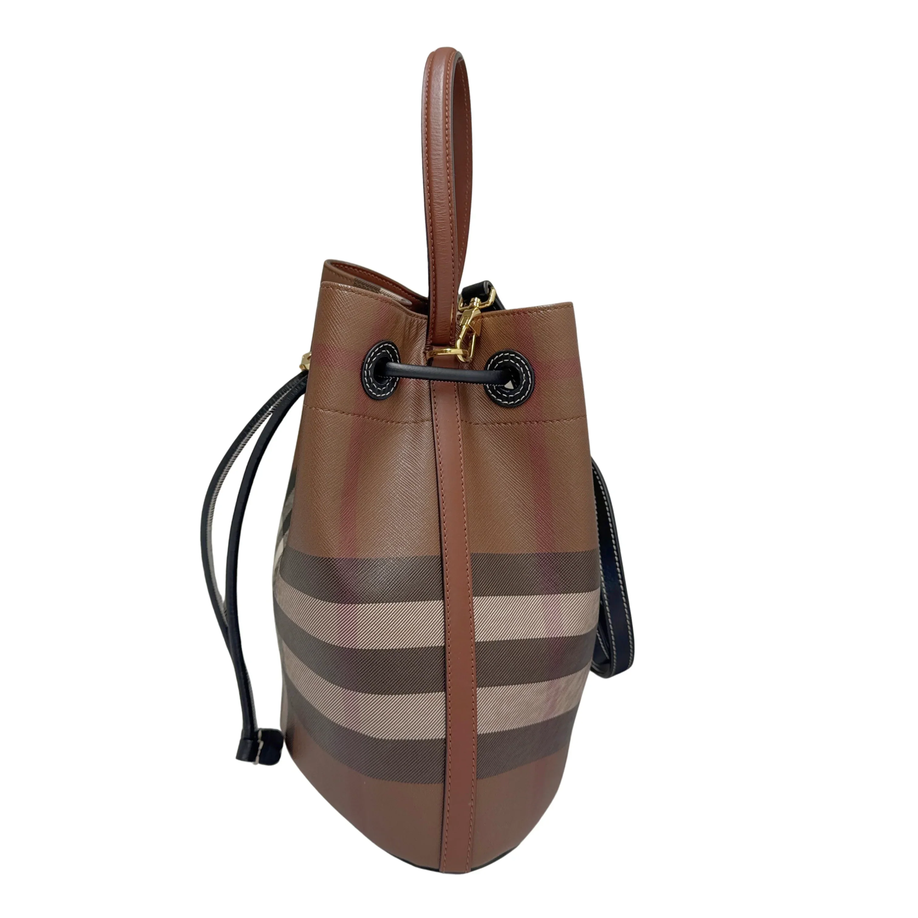 Burberry TB Small Check Bucket Bag Brown - Image 3