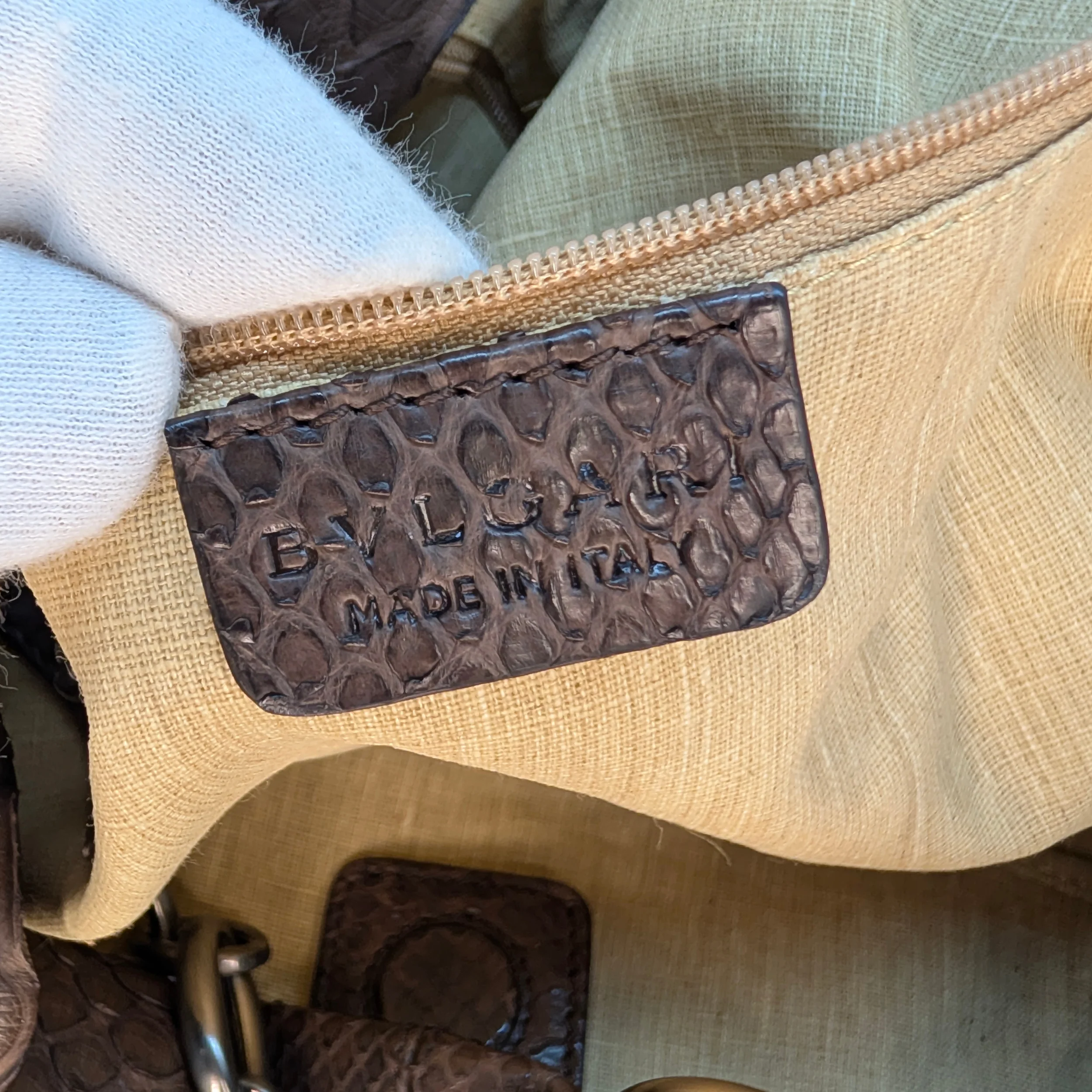 Bvlgari Limited Edition Brown Python Leather Chain Shoulder Bag - Image 12