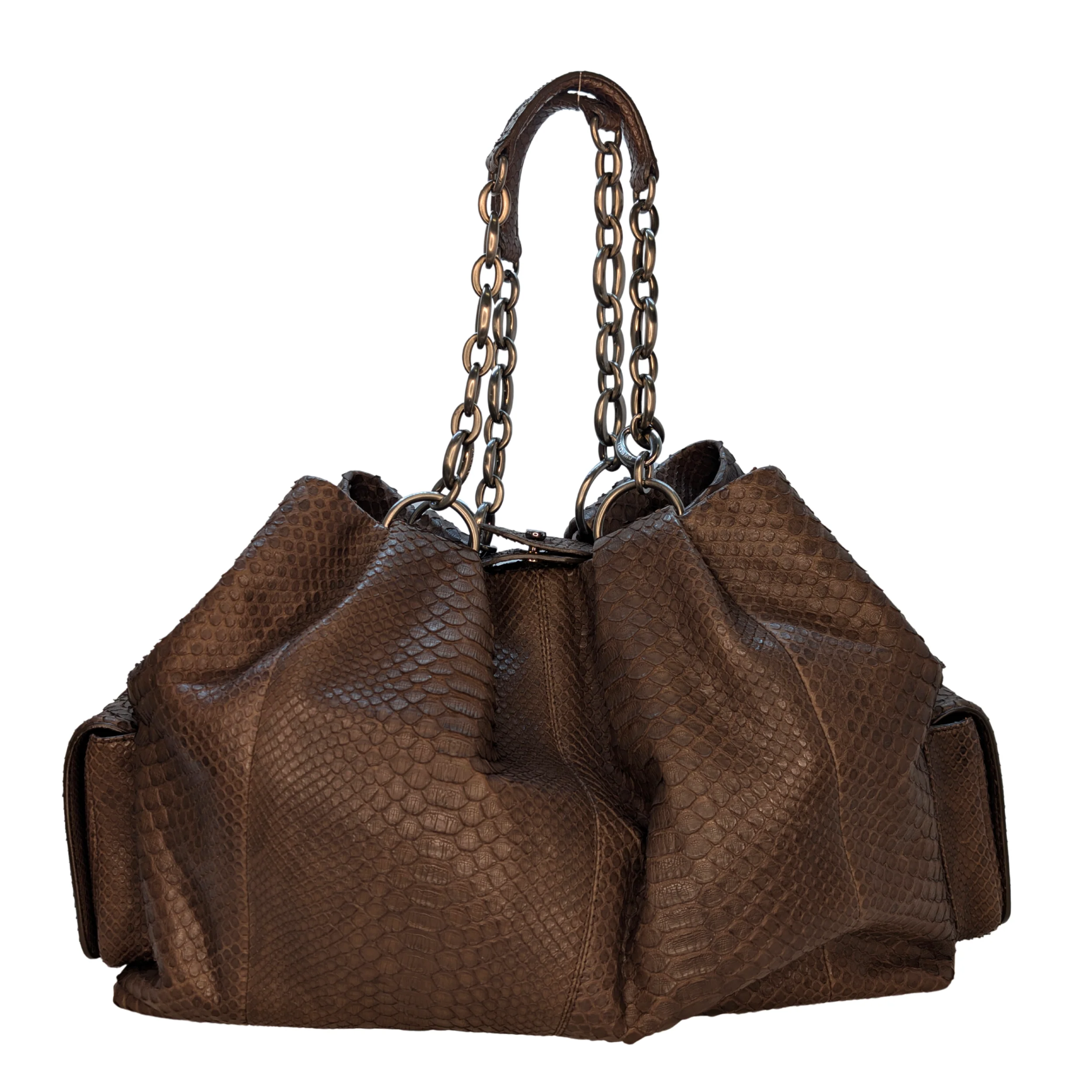 Bvlgari Limited Edition Brown Python Leather Chain Shoulder Bag - Image 19