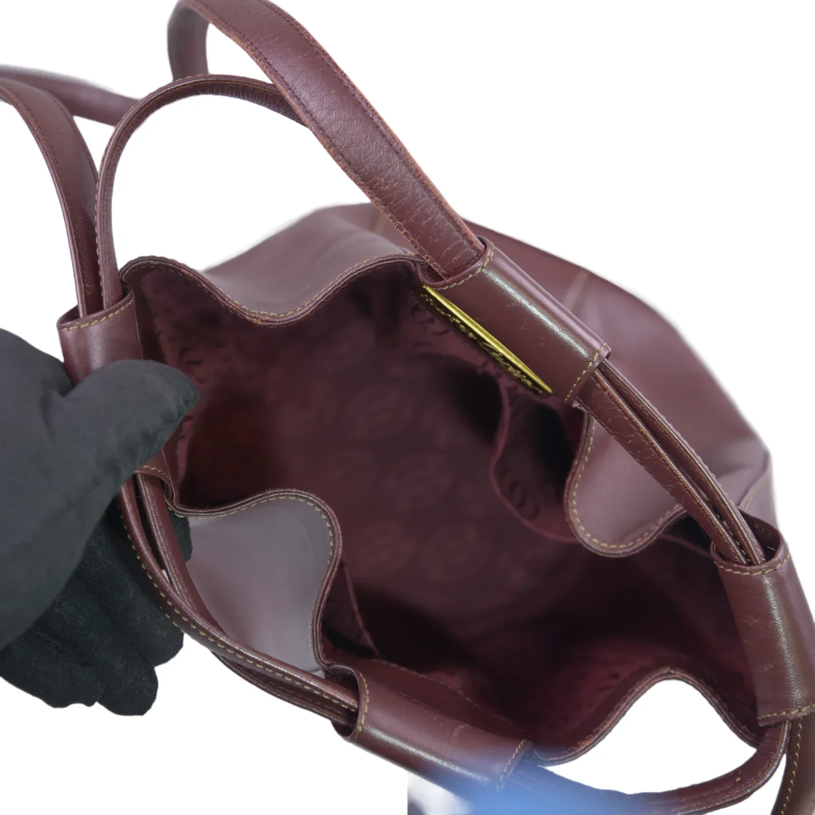 Cartier Must de Leather Bucket Bag Burgandy - Image 10