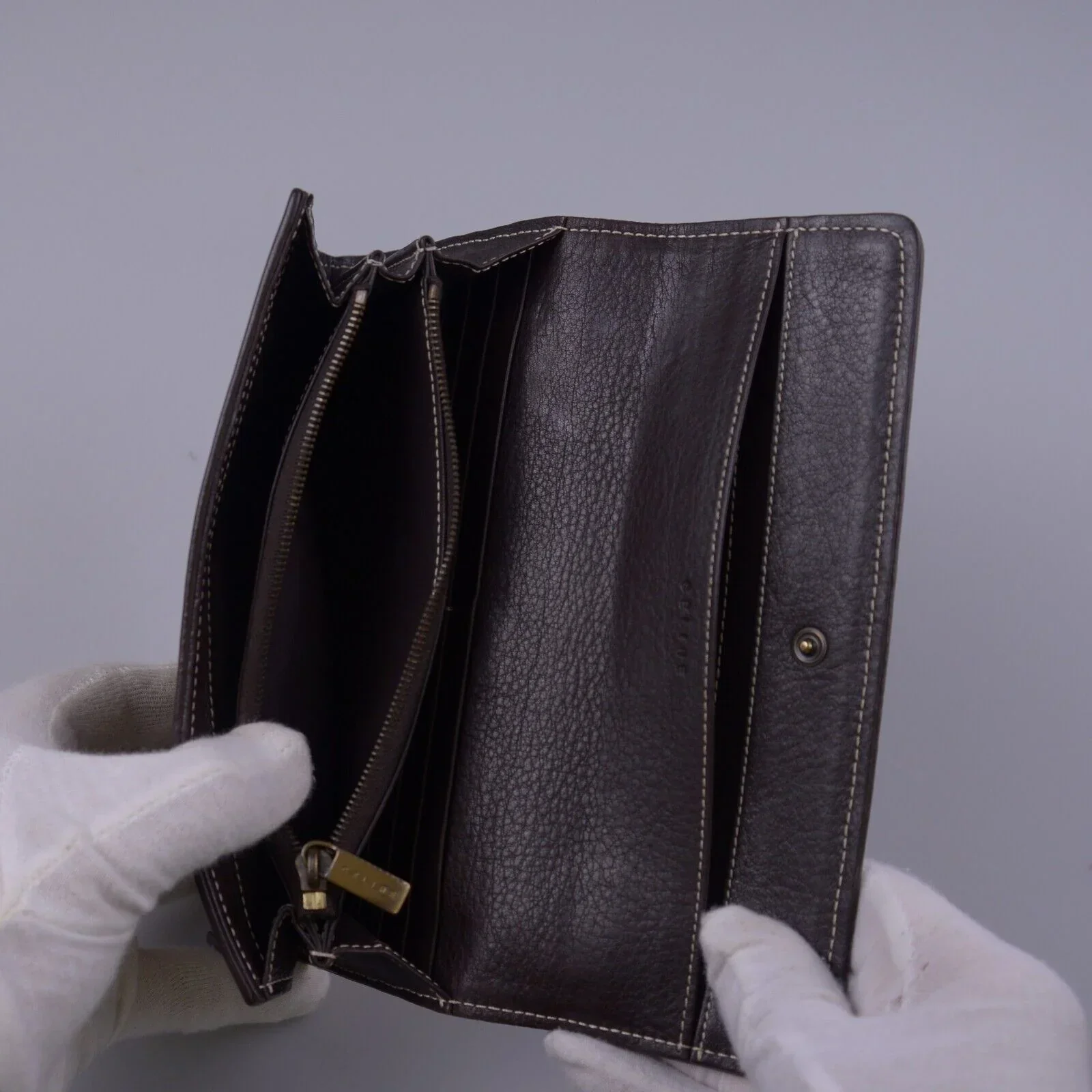 Celine Macadam Monogram Canvas X Leather Long Wallet Brown - Image 10