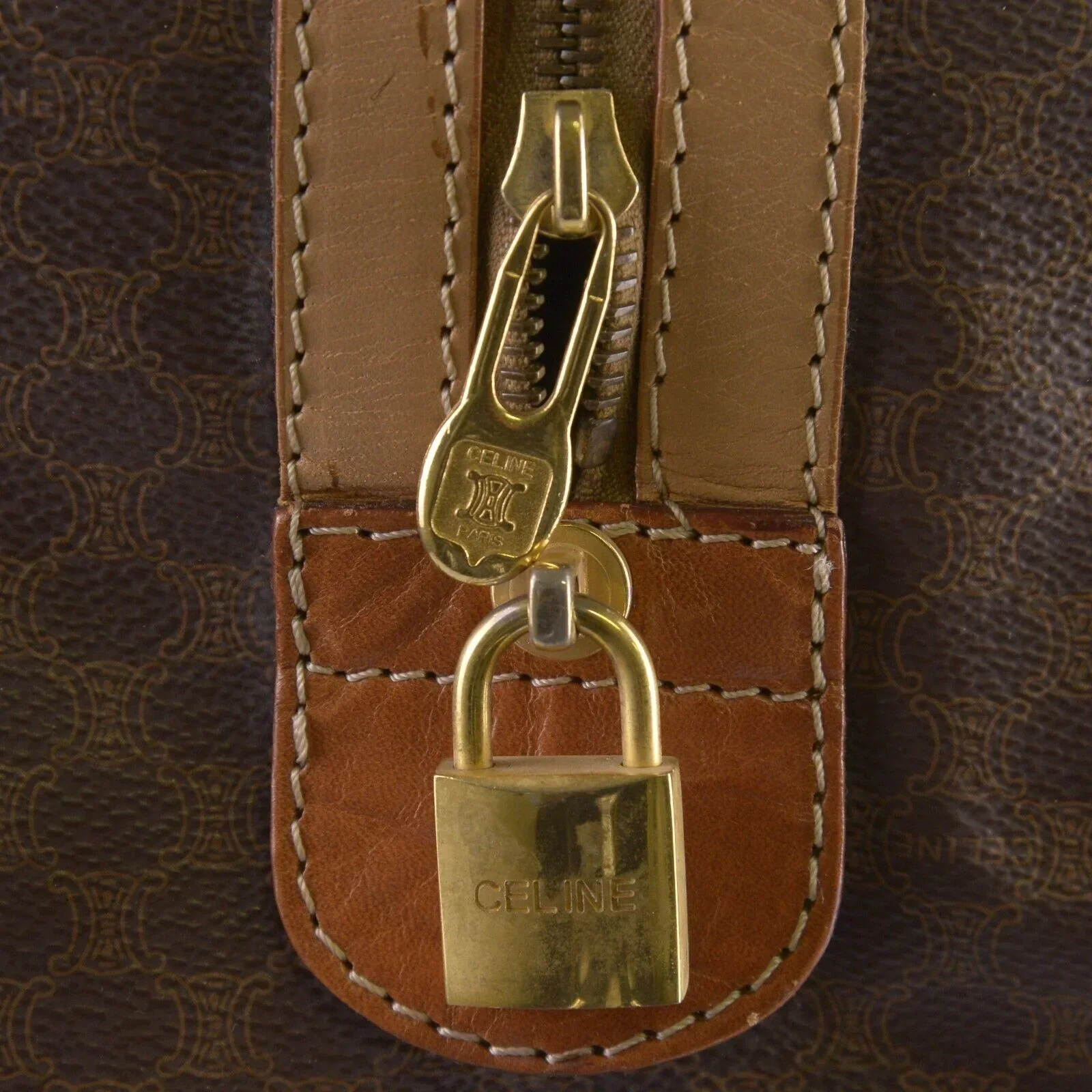 Celine Macadam Travel Boston Bag Brown - Image 9