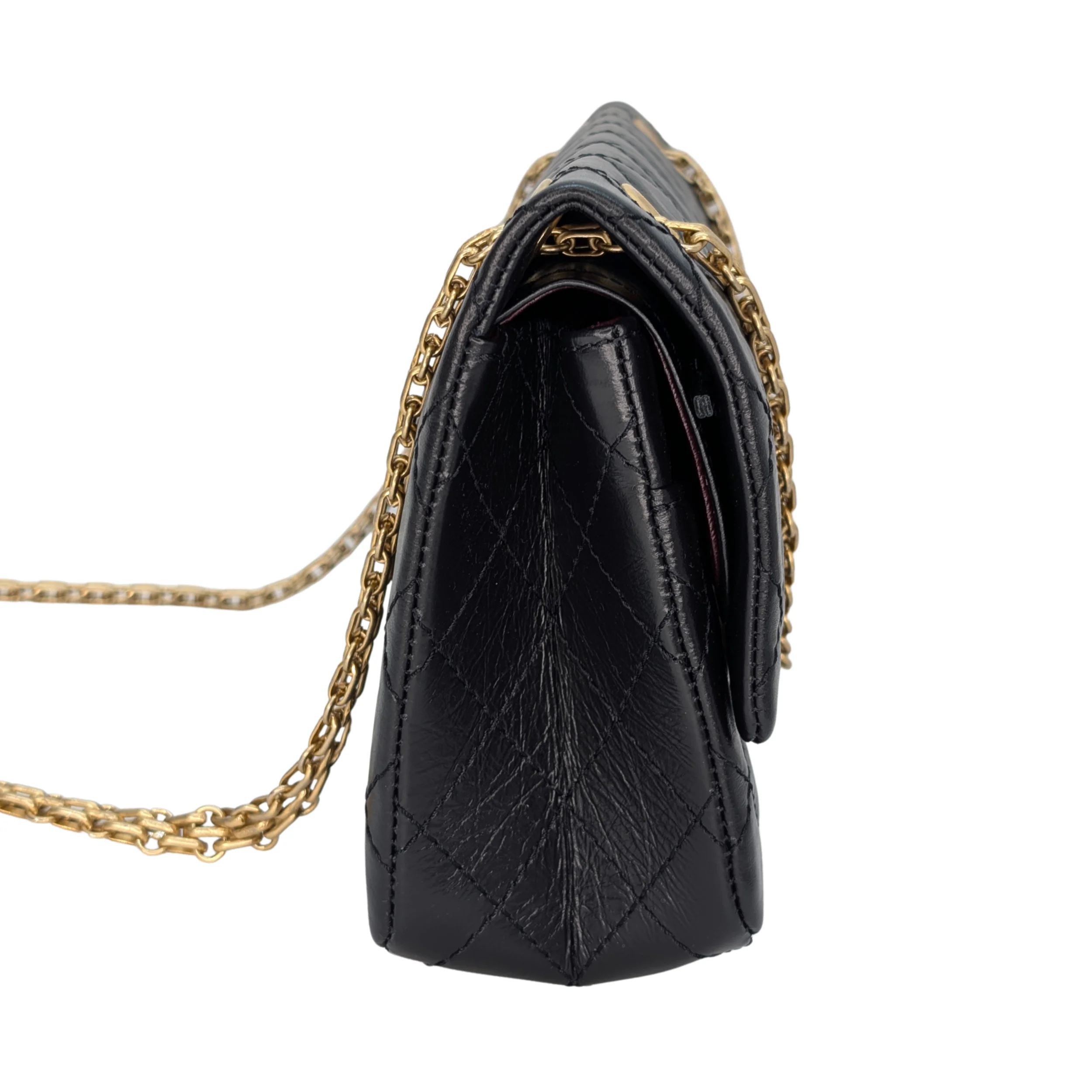 Chanel Black Distressed Calfskin 2.55 Reissue 225 Bag Black - Image 4