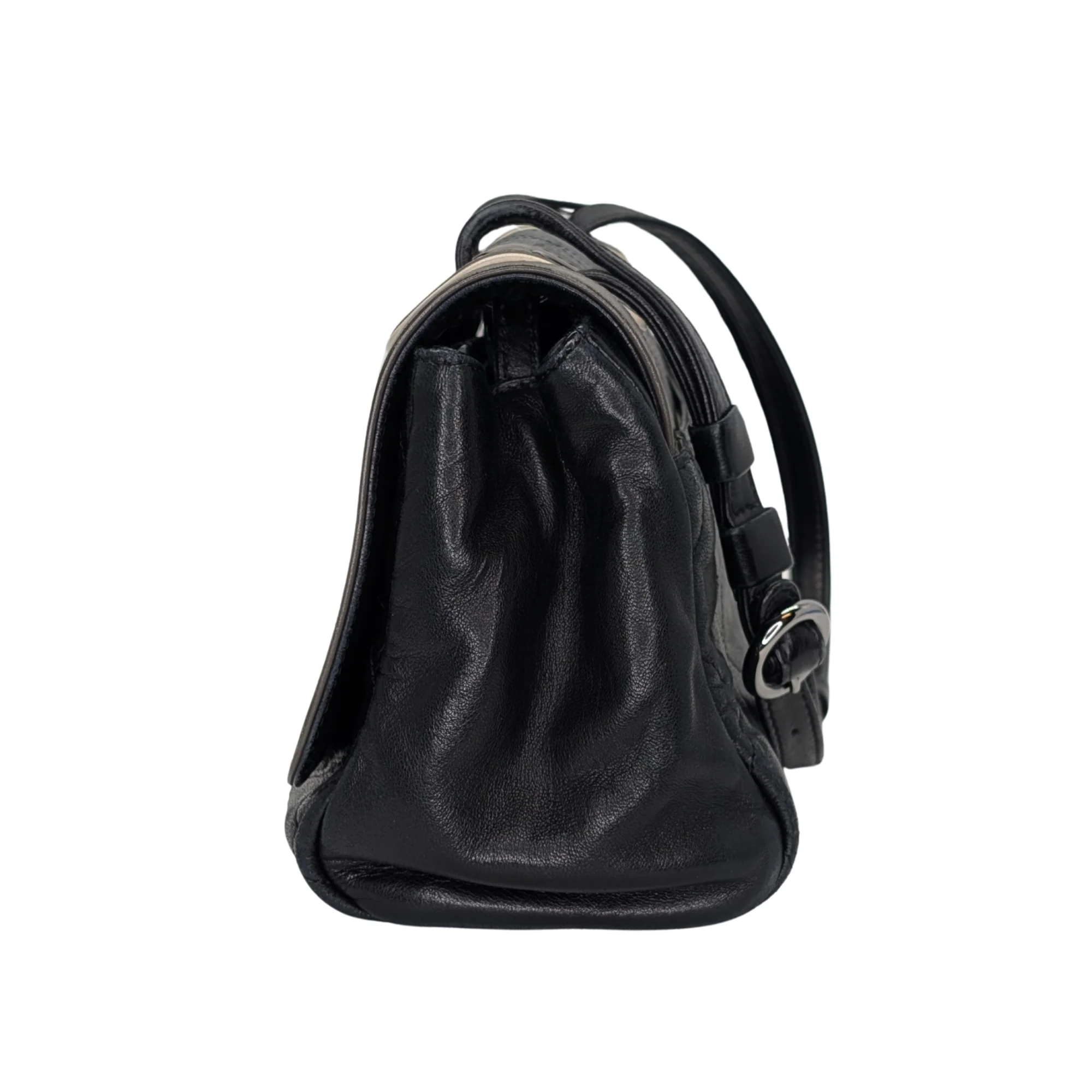 Chanel East-West Shoulder Bag Leather Black - Image 4