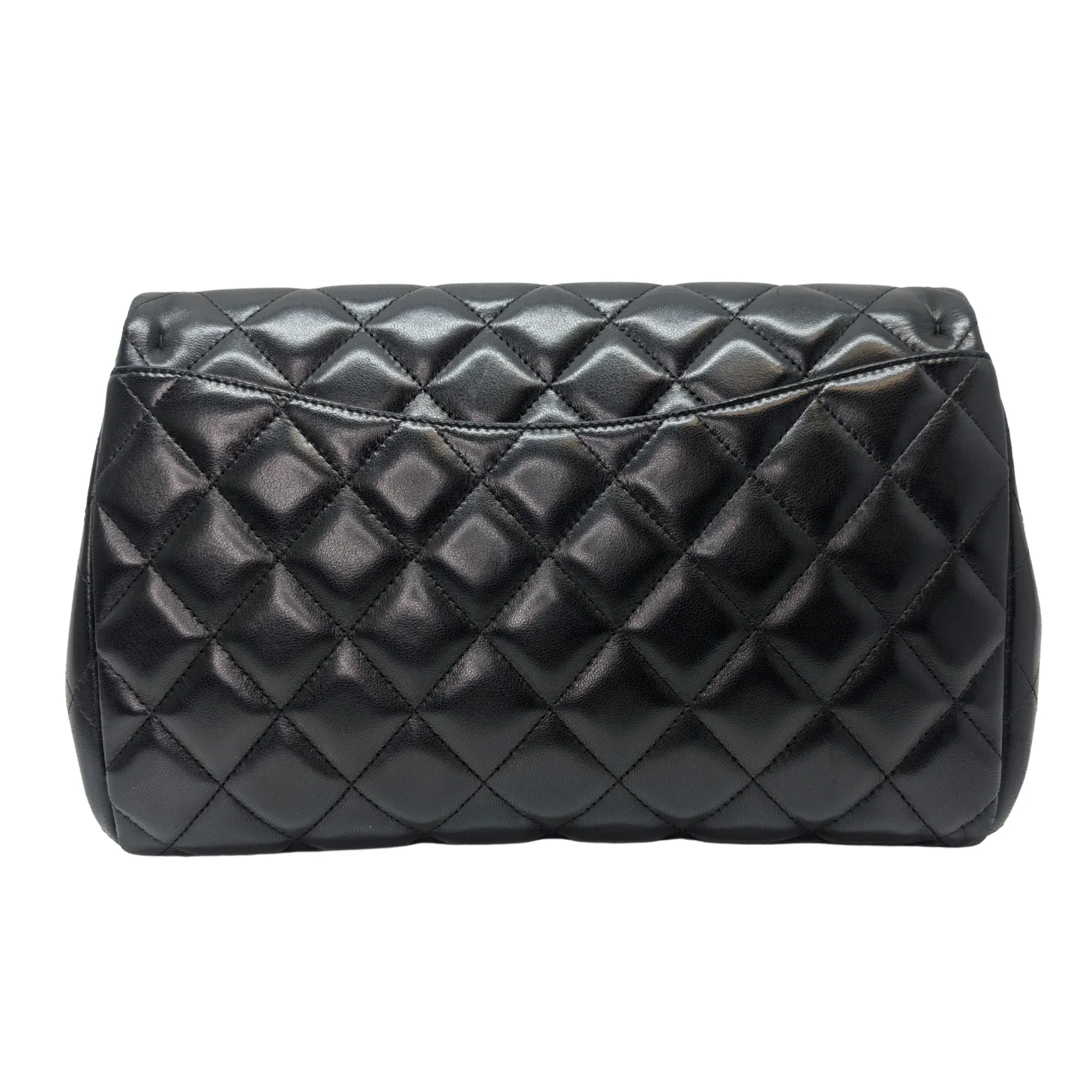 Chanel Classic Quilted Clutch With Chain Black - Image 2