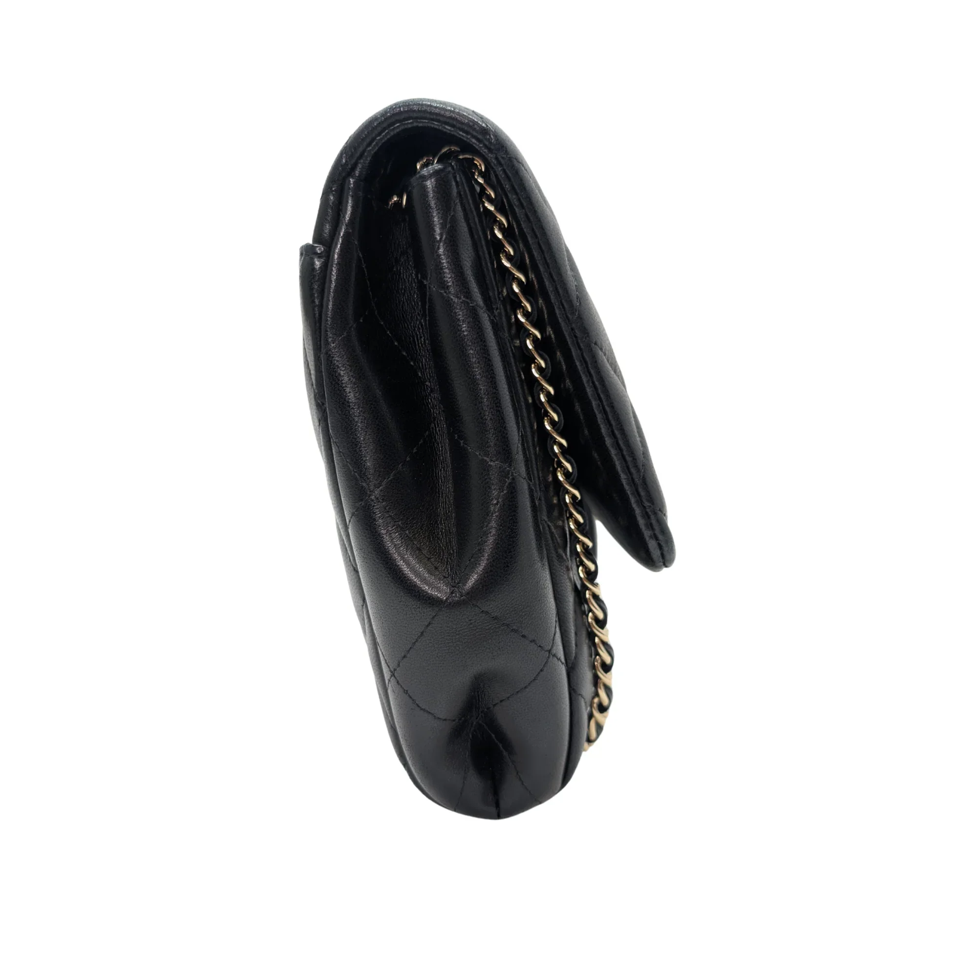 Chanel Classic Quilted Clutch With Chain Black - Image 4