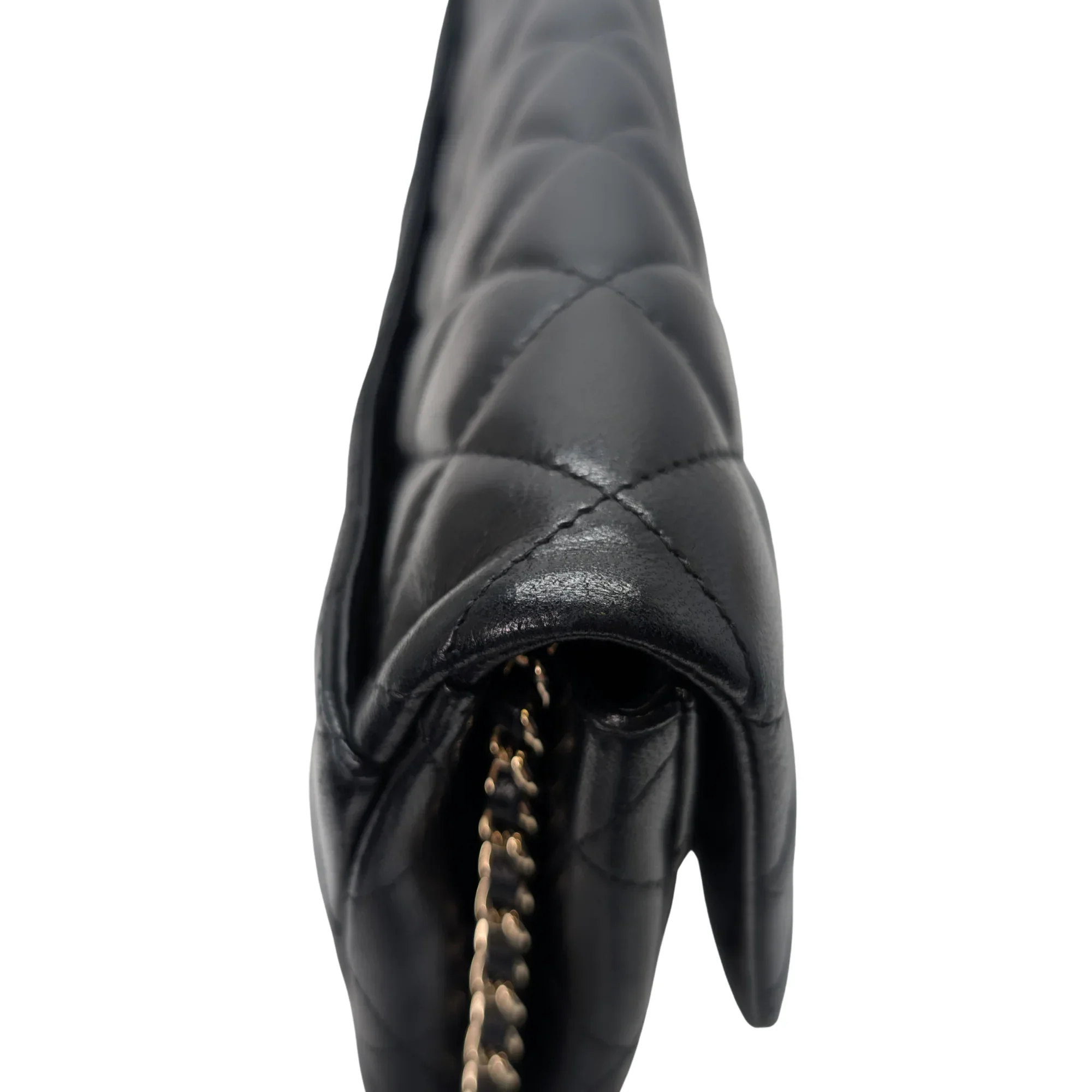Chanel Classic Quilted Clutch With Chain Black - Image 8