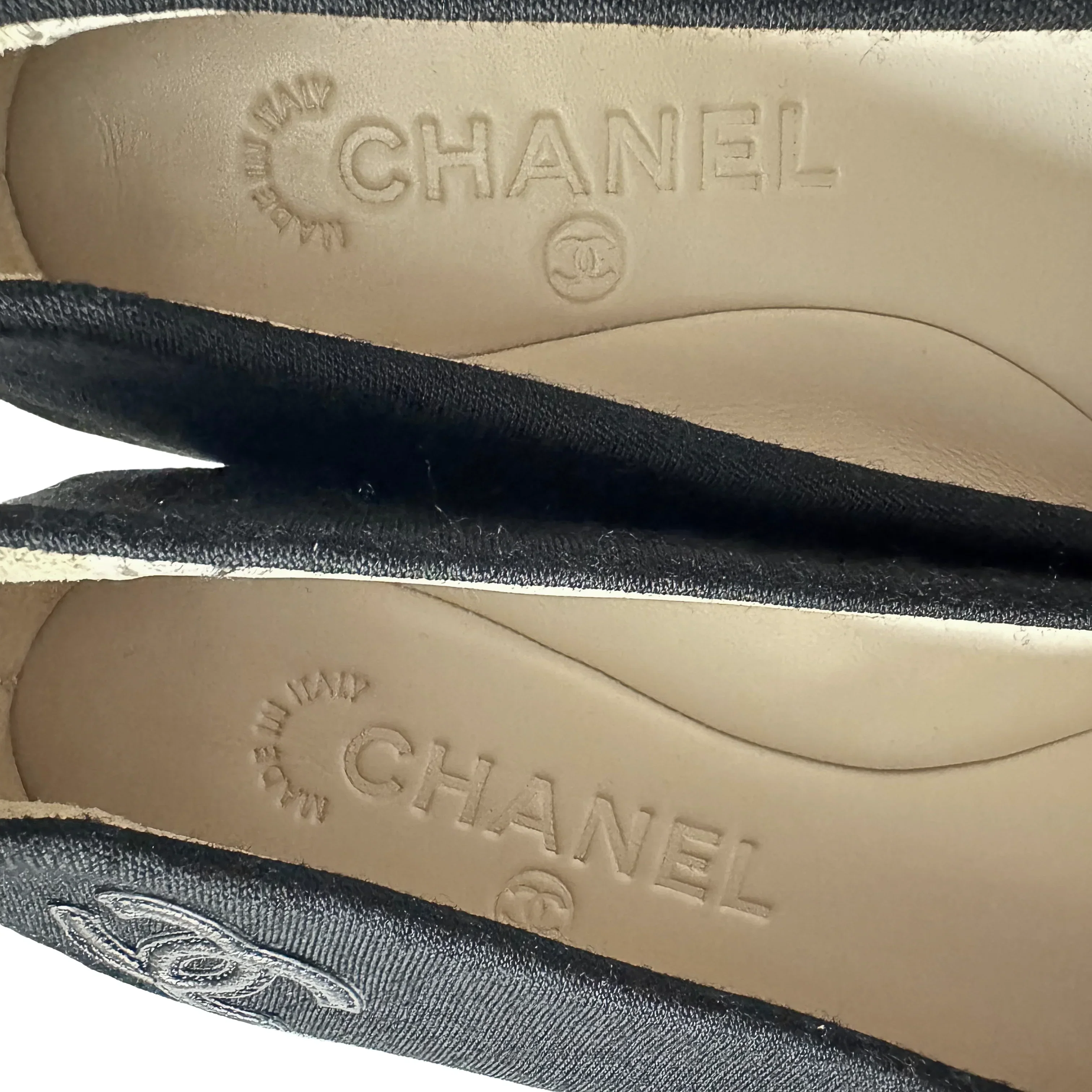 Chanel Ballet Flats Canvas Black 37.5 - Image 5
