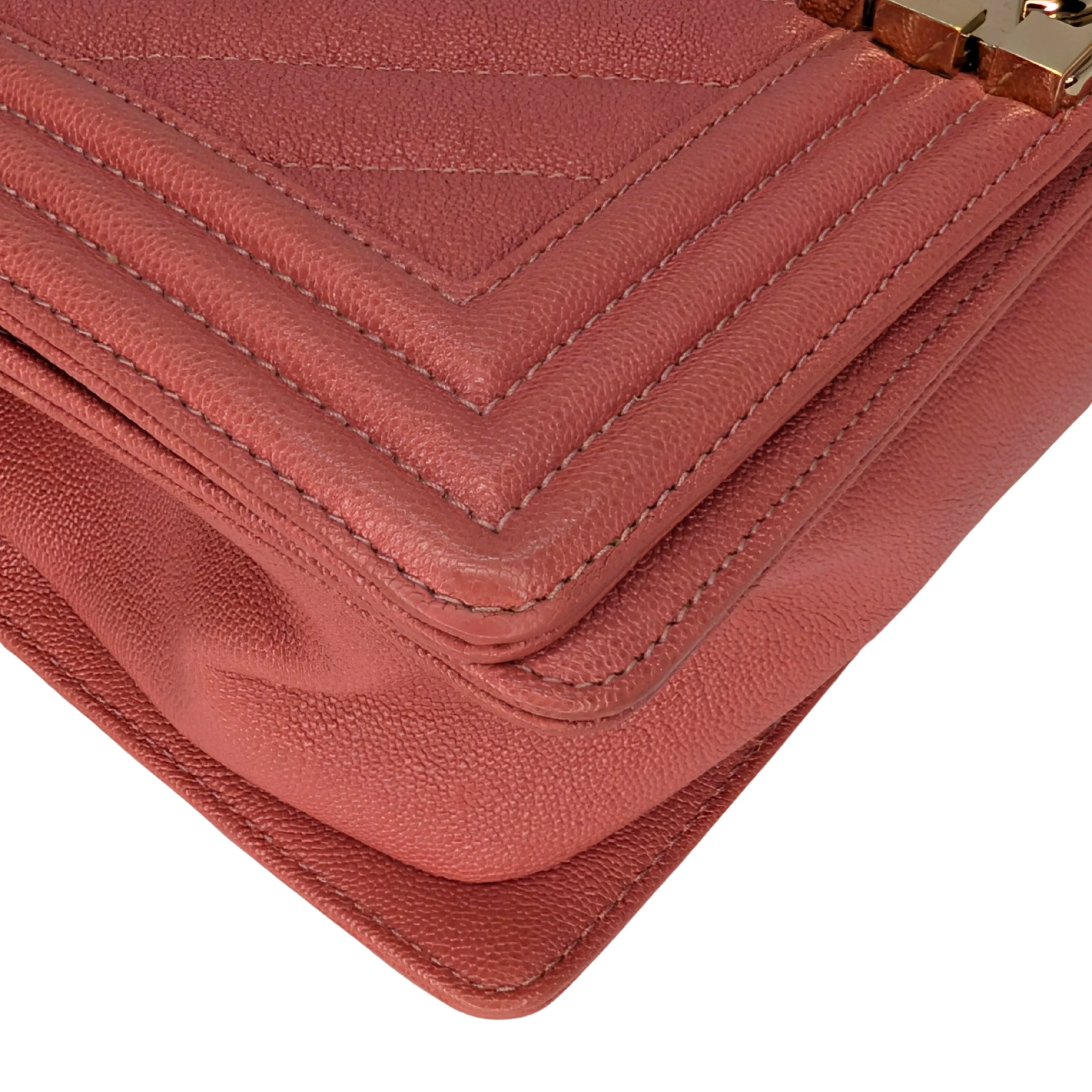 Chanel Caviar Chevron Quilted Medium Boy Flap Pink - Image 9