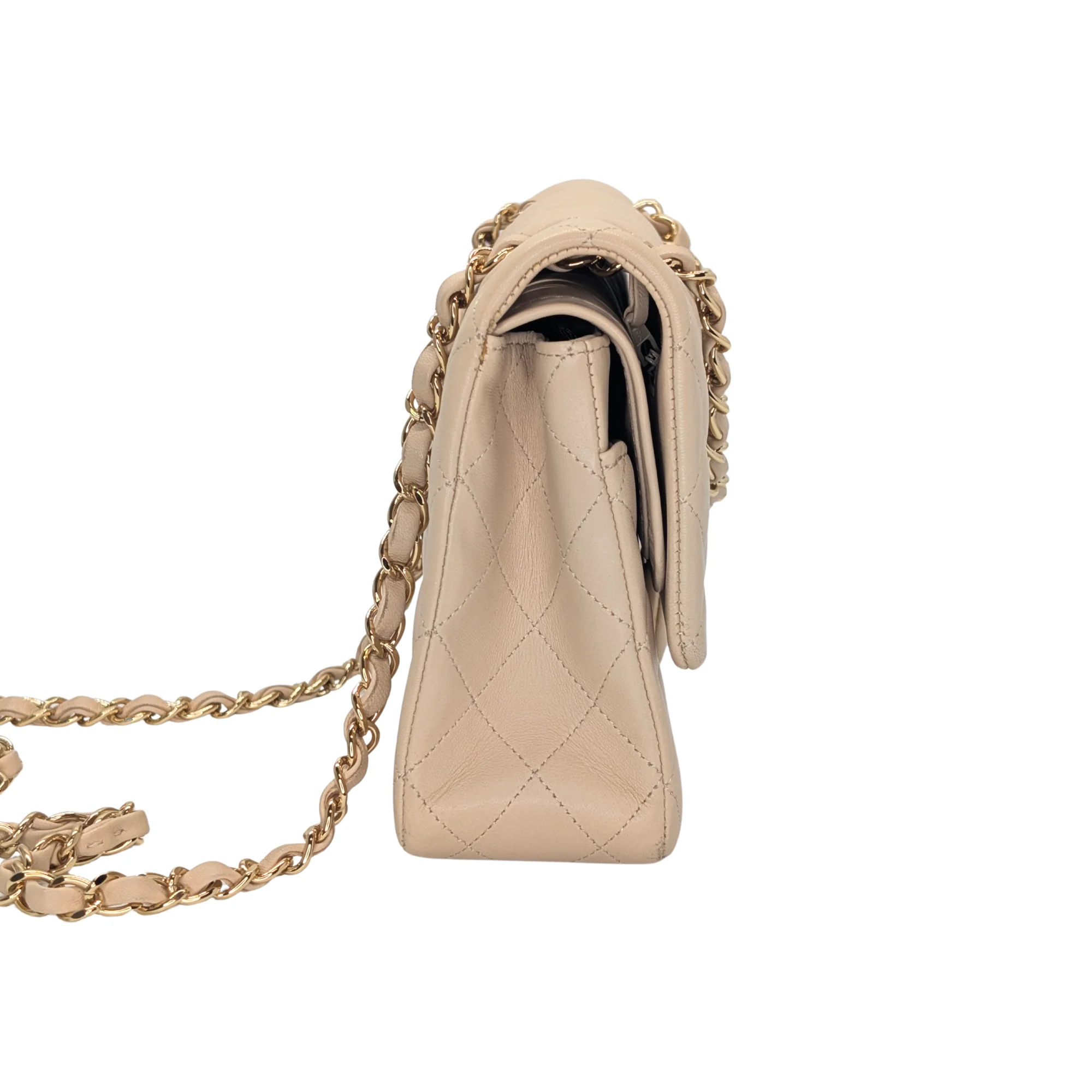 Chanel Double Flap Medium lambskin Bag Beige - Image 3