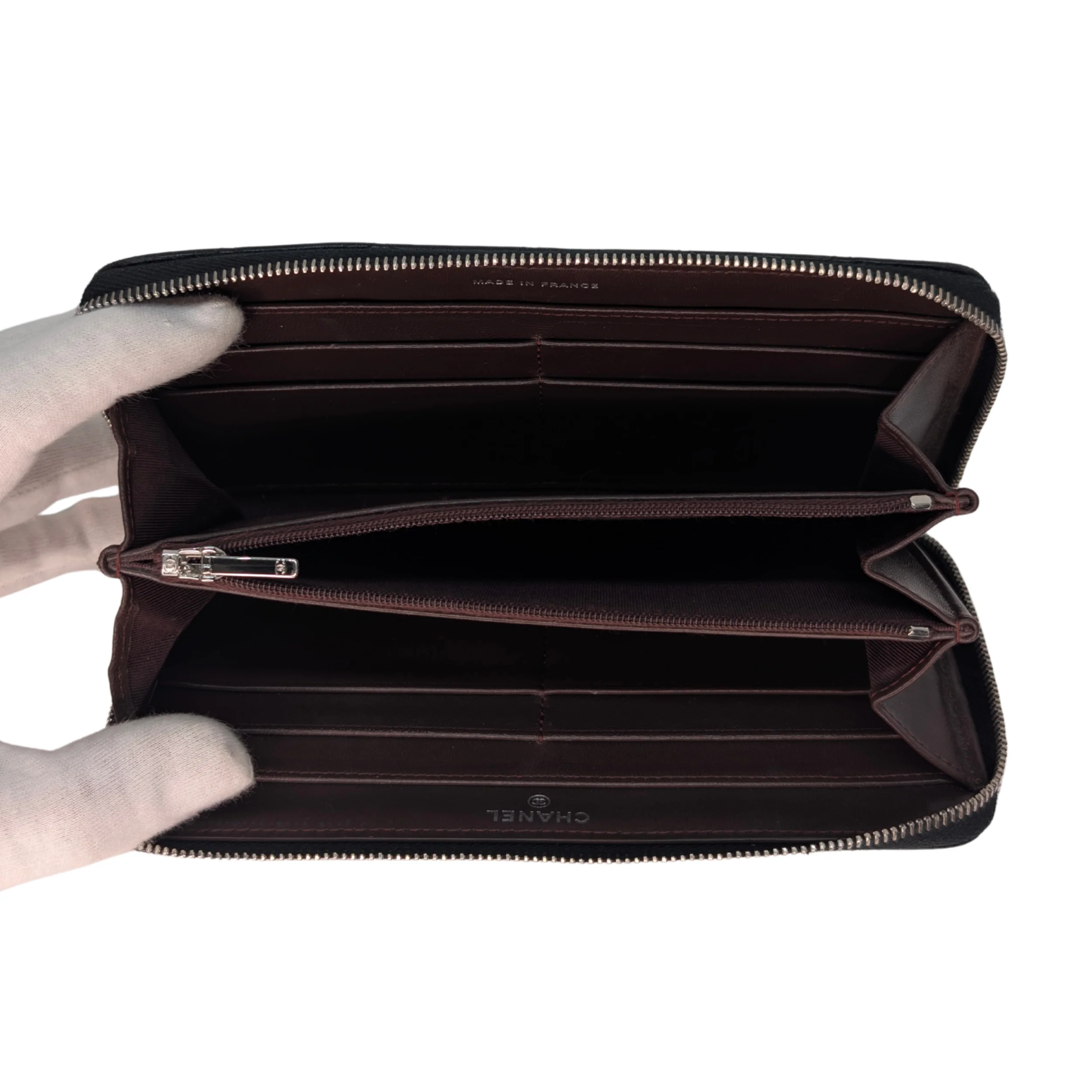 Chanel Lambskin Quilted Large Gusset Zip Around Wallet Black - Image 17