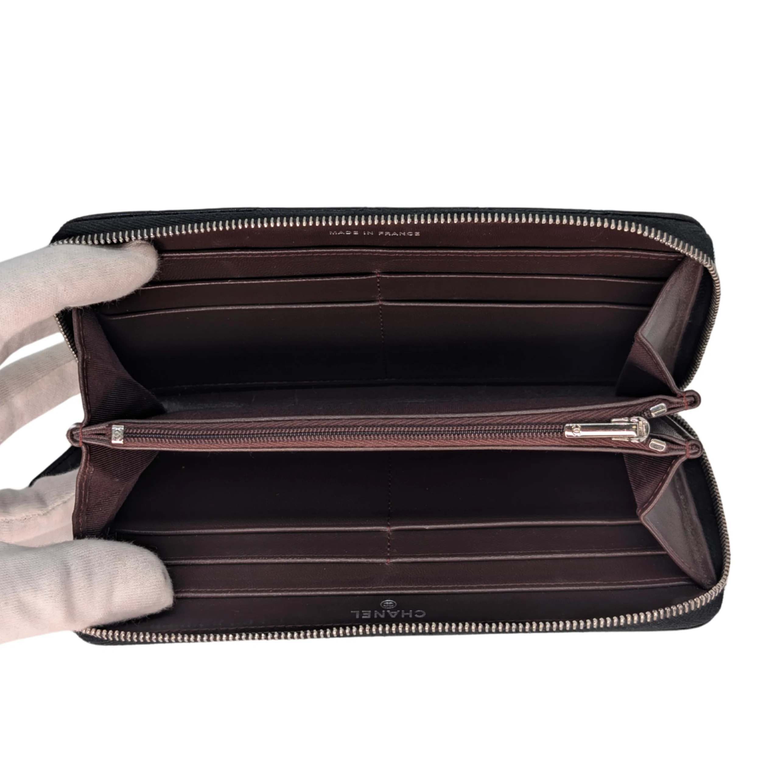 Chanel Lambskin Quilted Large Gusset Zip Around Wallet Black - Image 19
