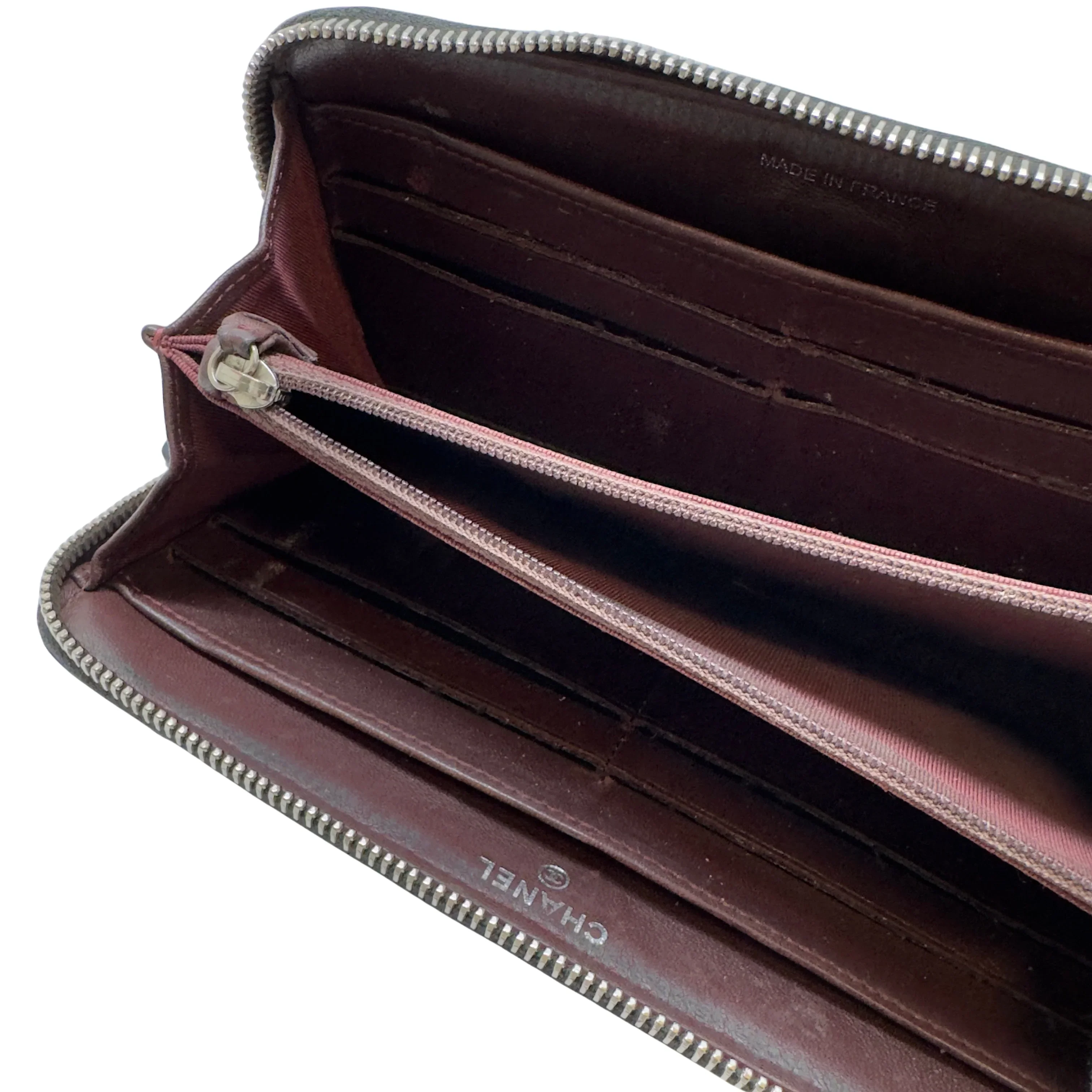 Chanel Lambskin Quilted Large Gusset Zip Around Wallet Black - Image 8