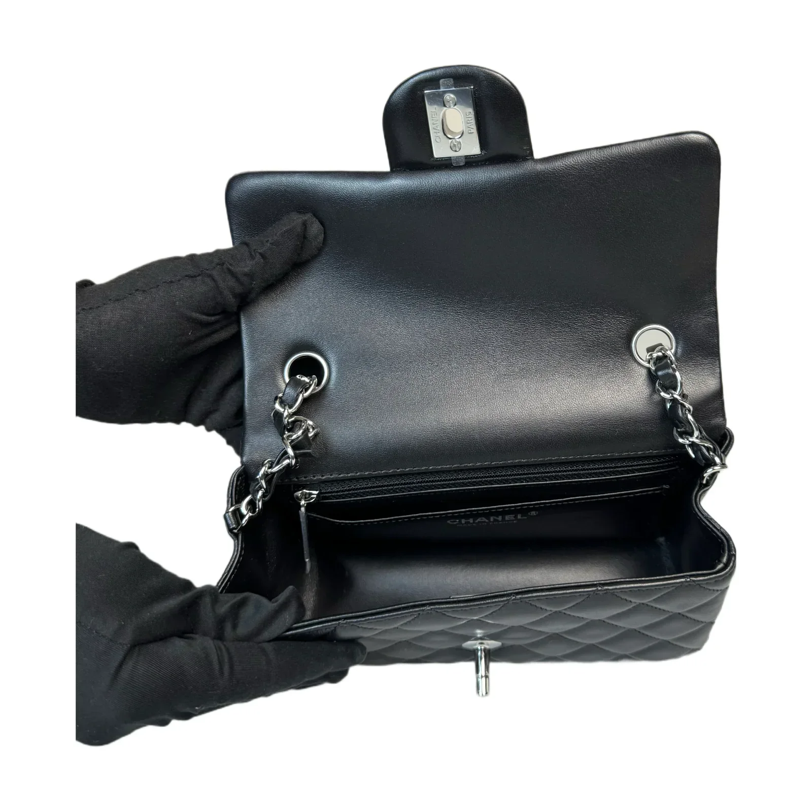Chanel Mini Classic Flap Crossbody Bag Brand New Black - Image 11