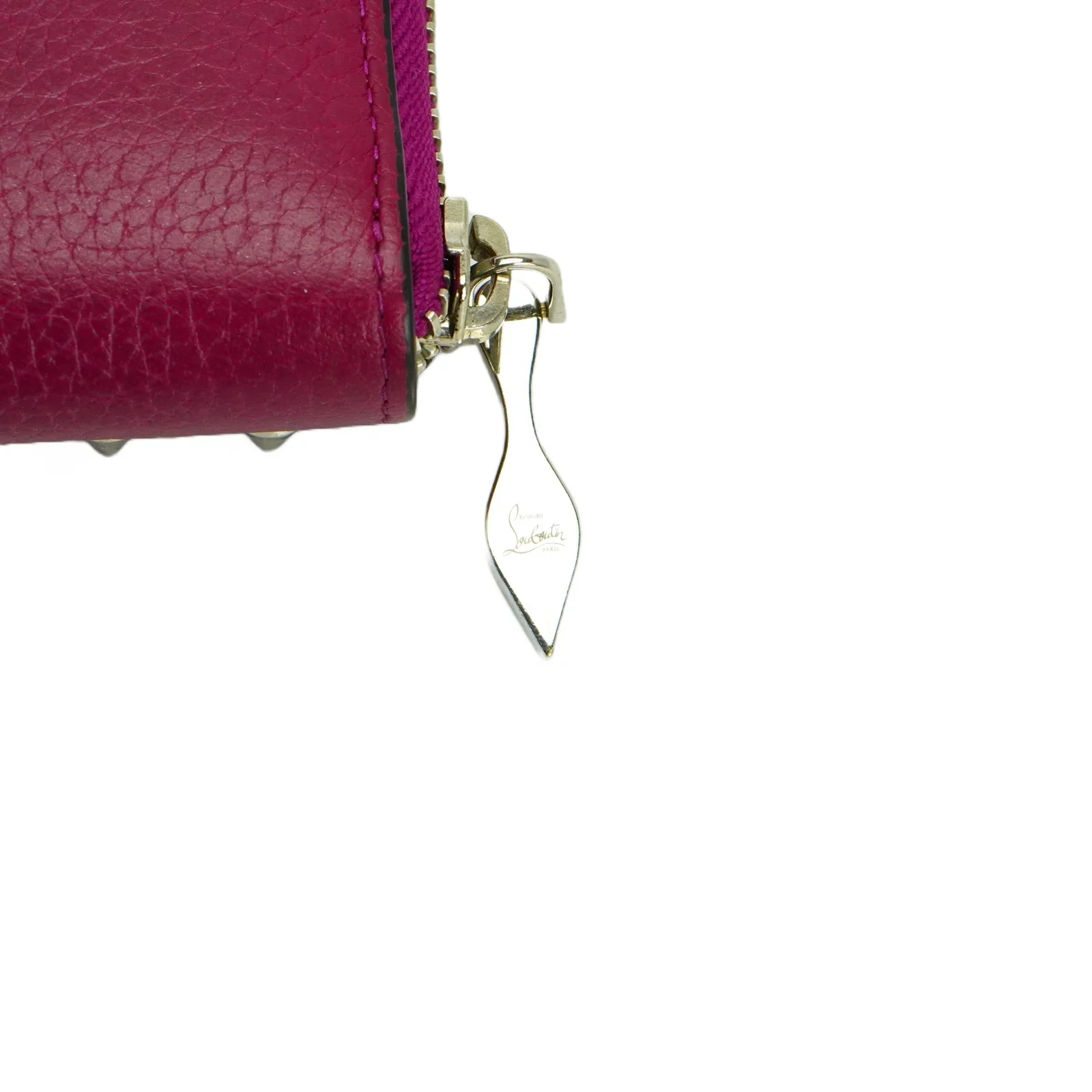 Christian Louboutin Studded Small Zipper Wallet Fuchsia - Image 9