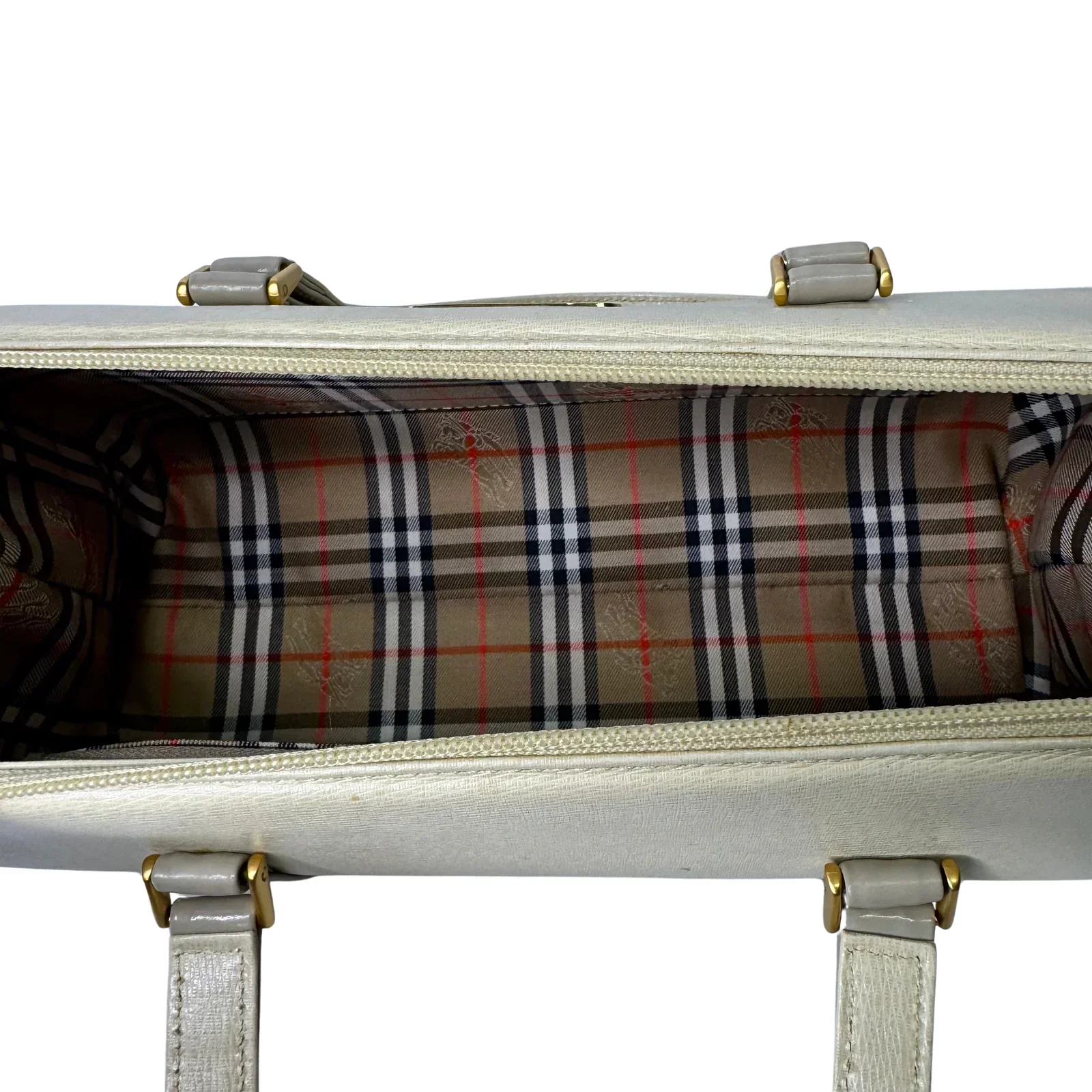 Burberry Mini Boston Bag Leather Beige - Image 8