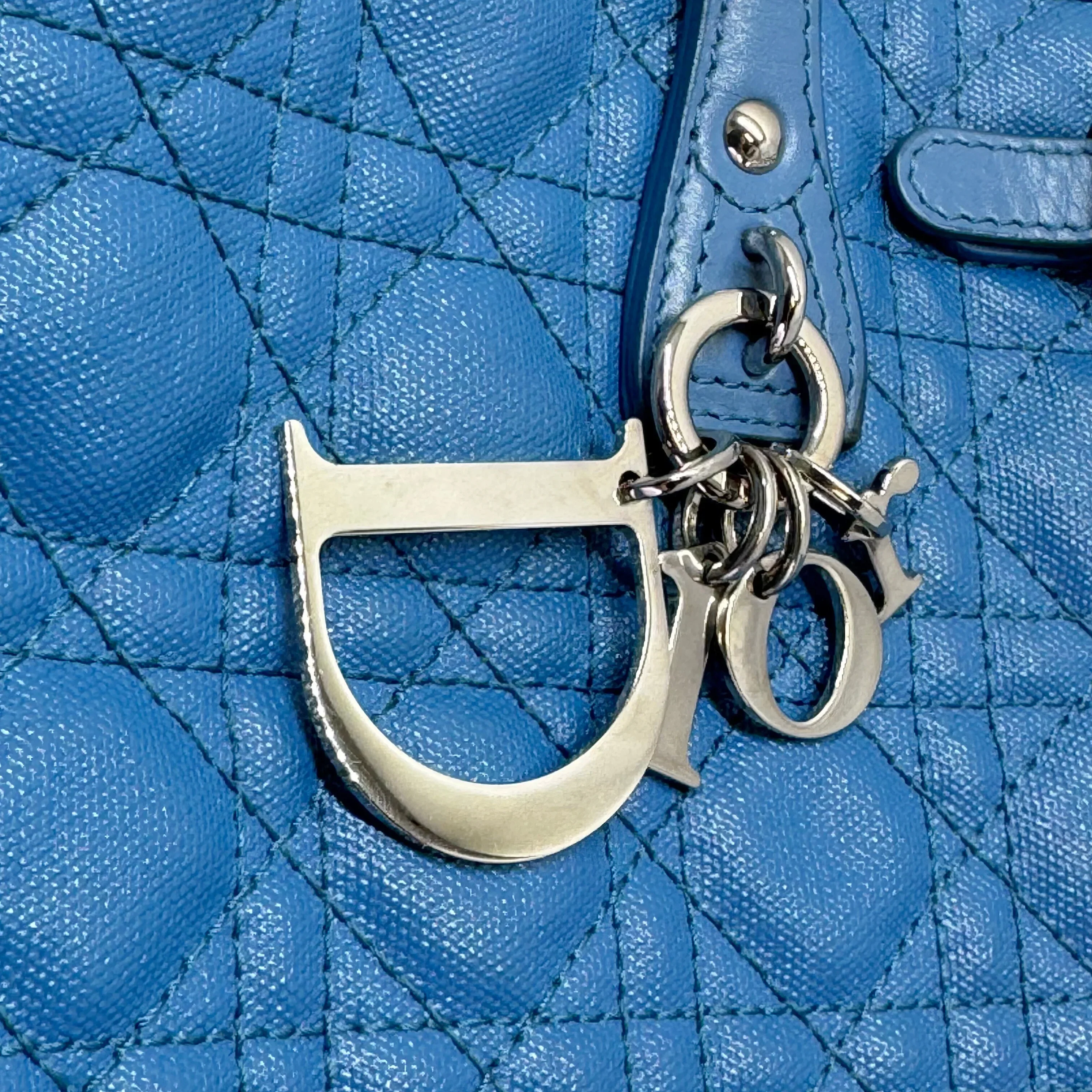 Dior Cannage Medium Panarea Tote Canvas Cobalt Blue - Image 12