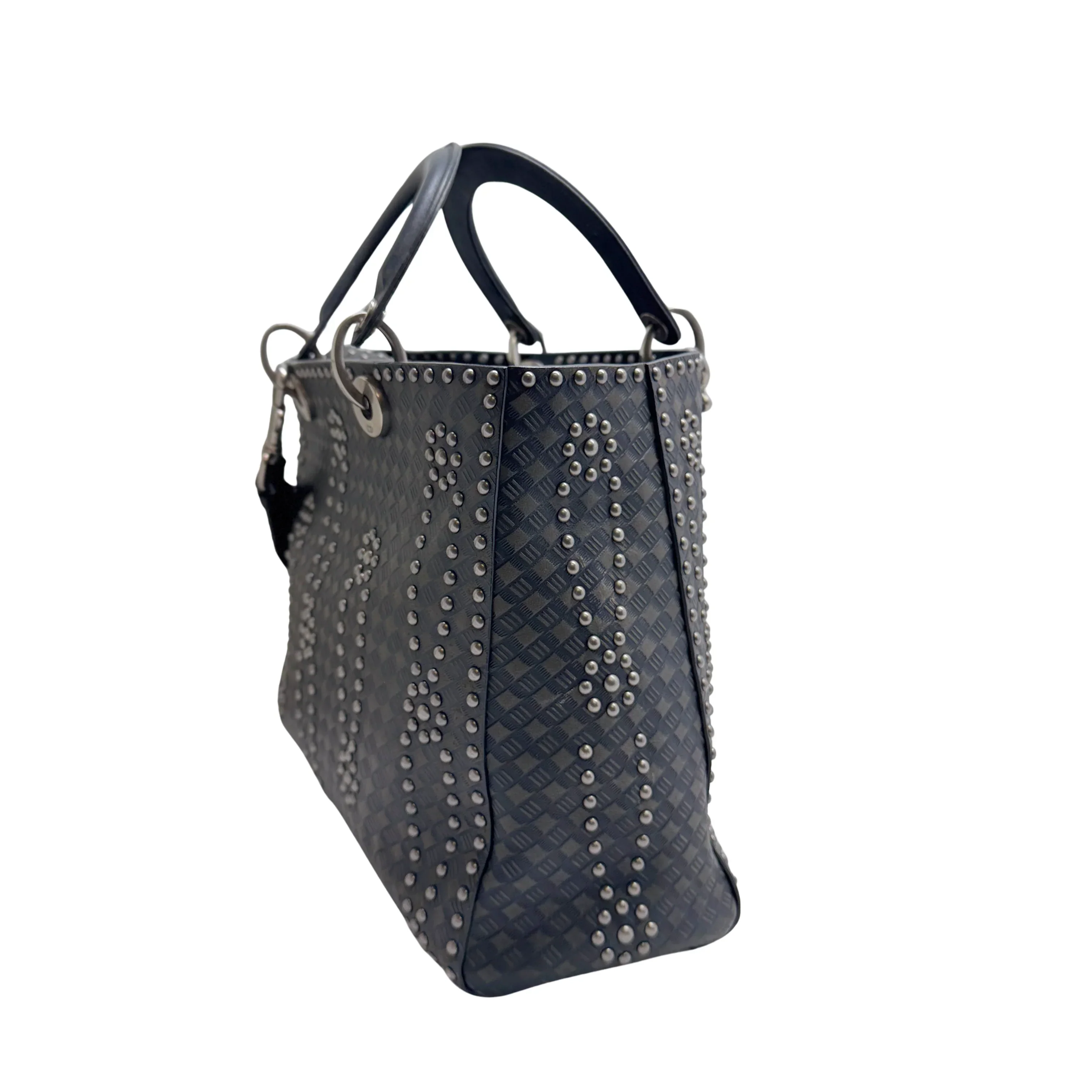 Christian Dior Large Lady Dior Studded Handbag Black - Image 3