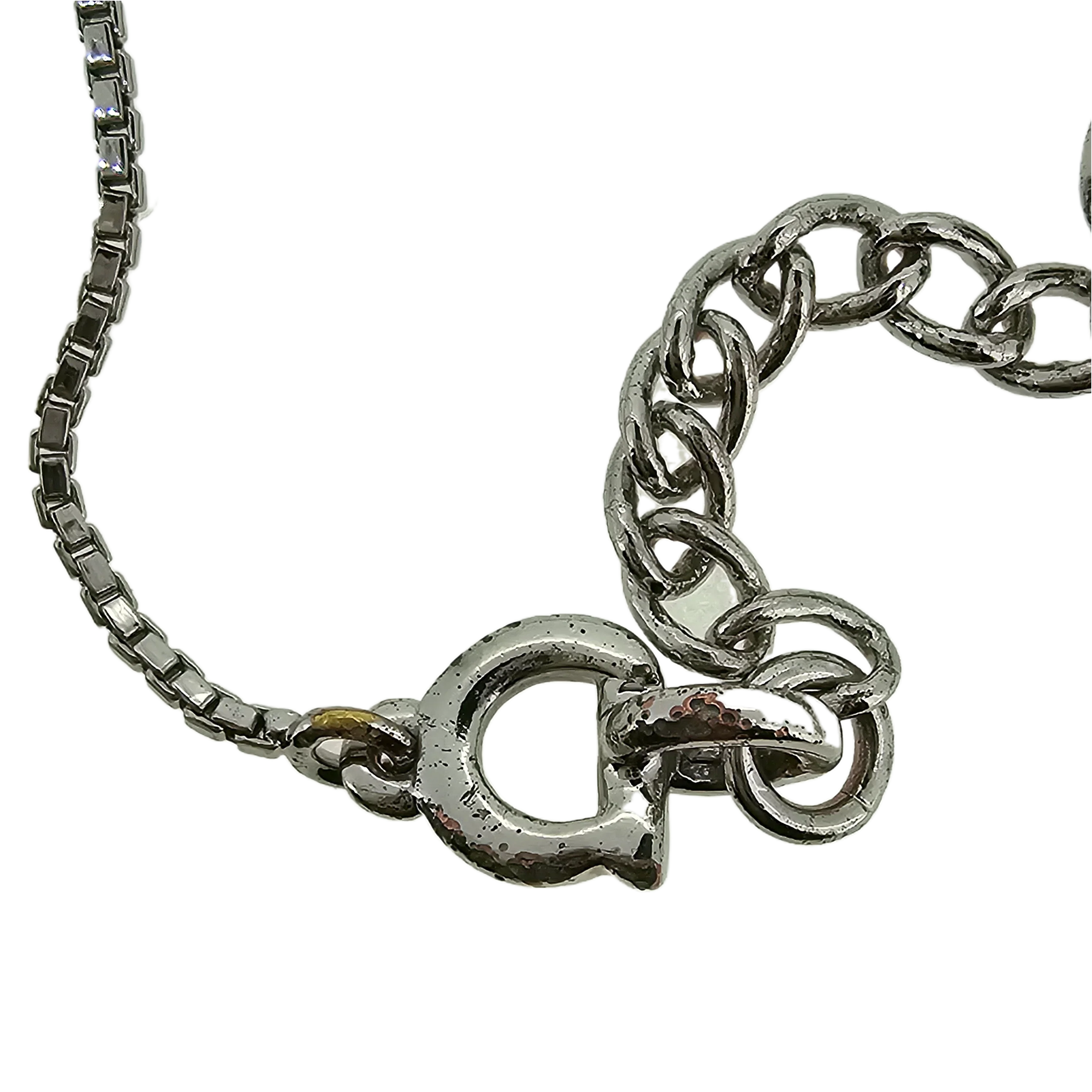 Dior Silver Brass And Enamel Logo Plate Pendant Necklace - Image 4