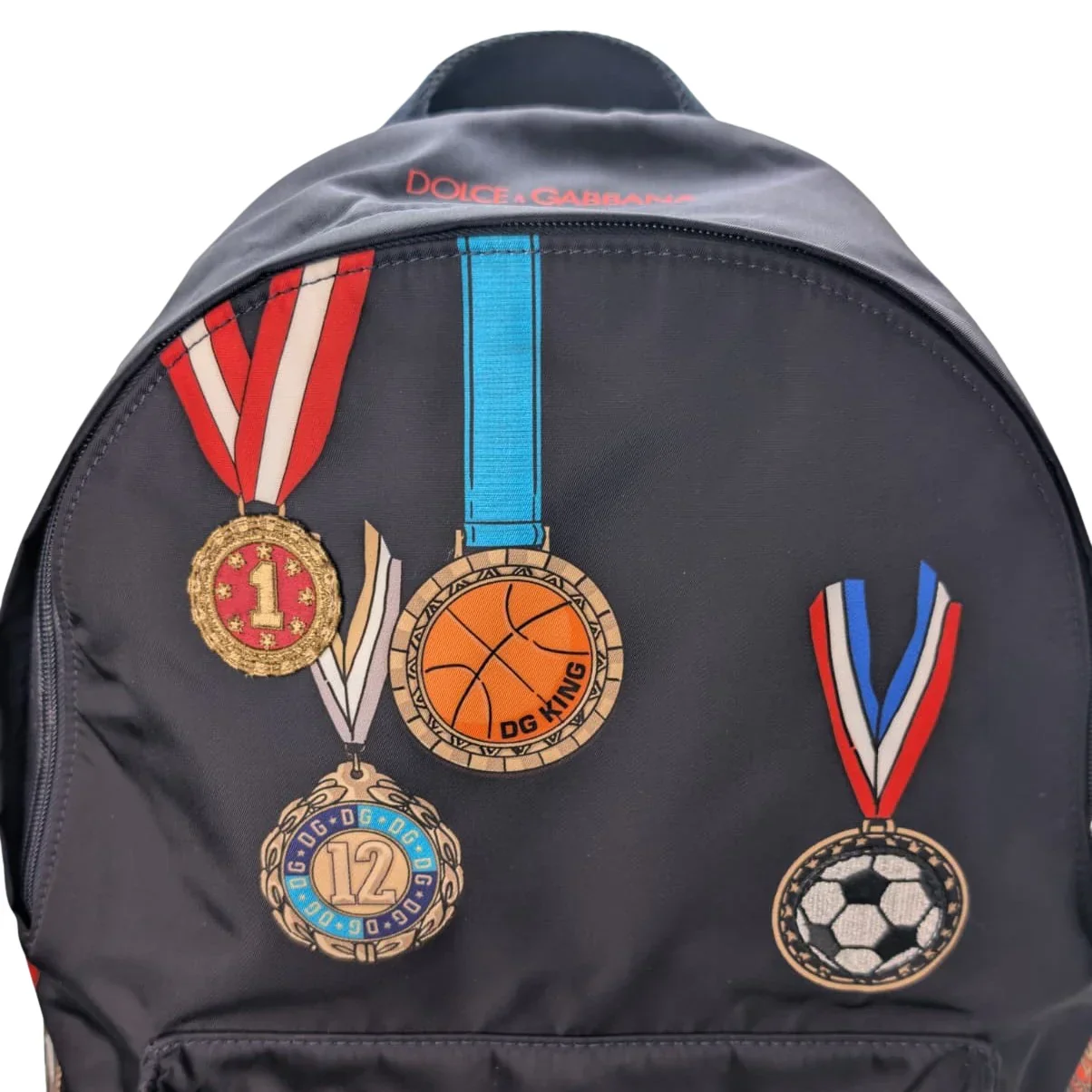 Dolce & Gabbana Backpack With Medal Print Nylon Navy Blue - Image 12