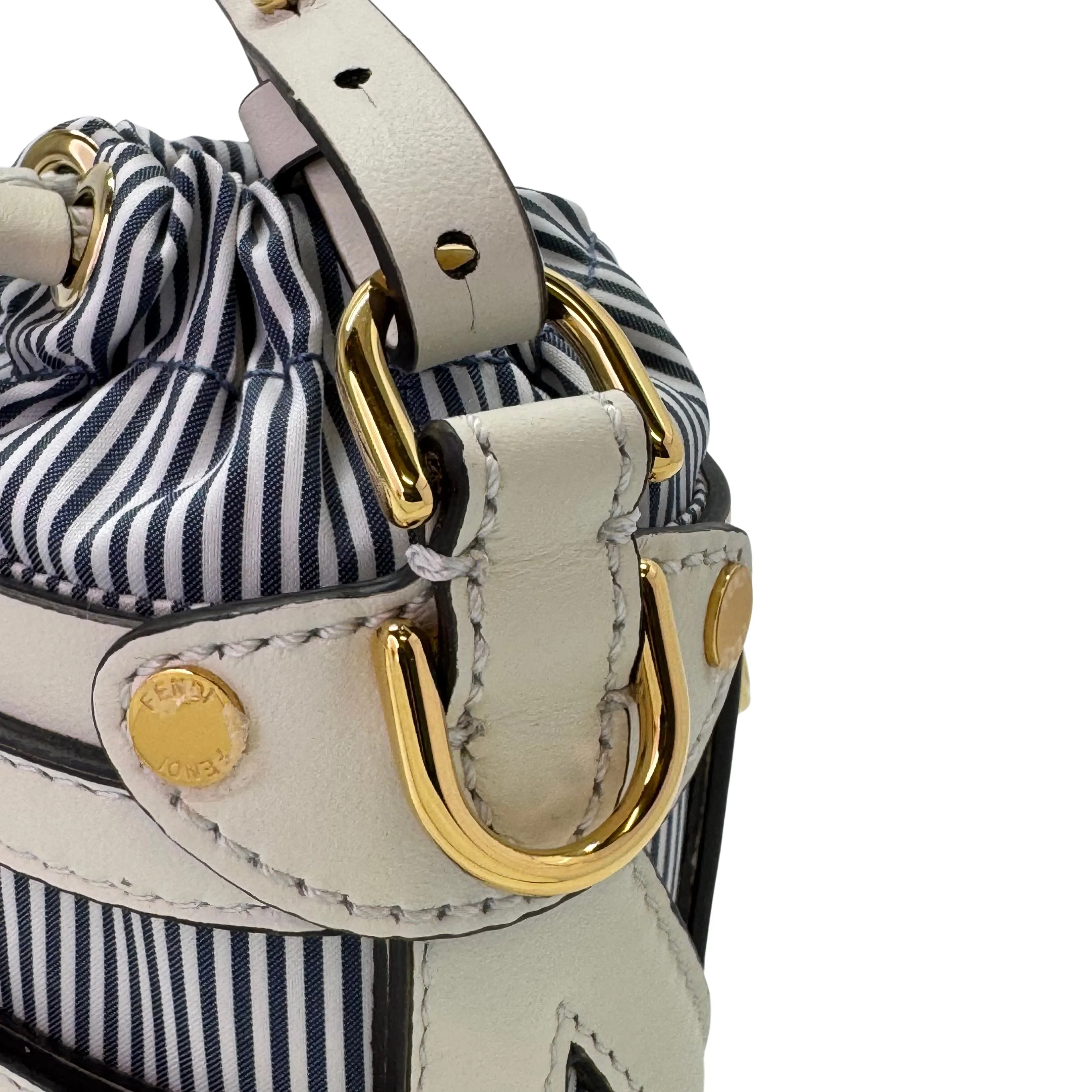 Fendi Nylon Vitello Step Out Bucket Shoulder Bag Beige Mini - Image 12