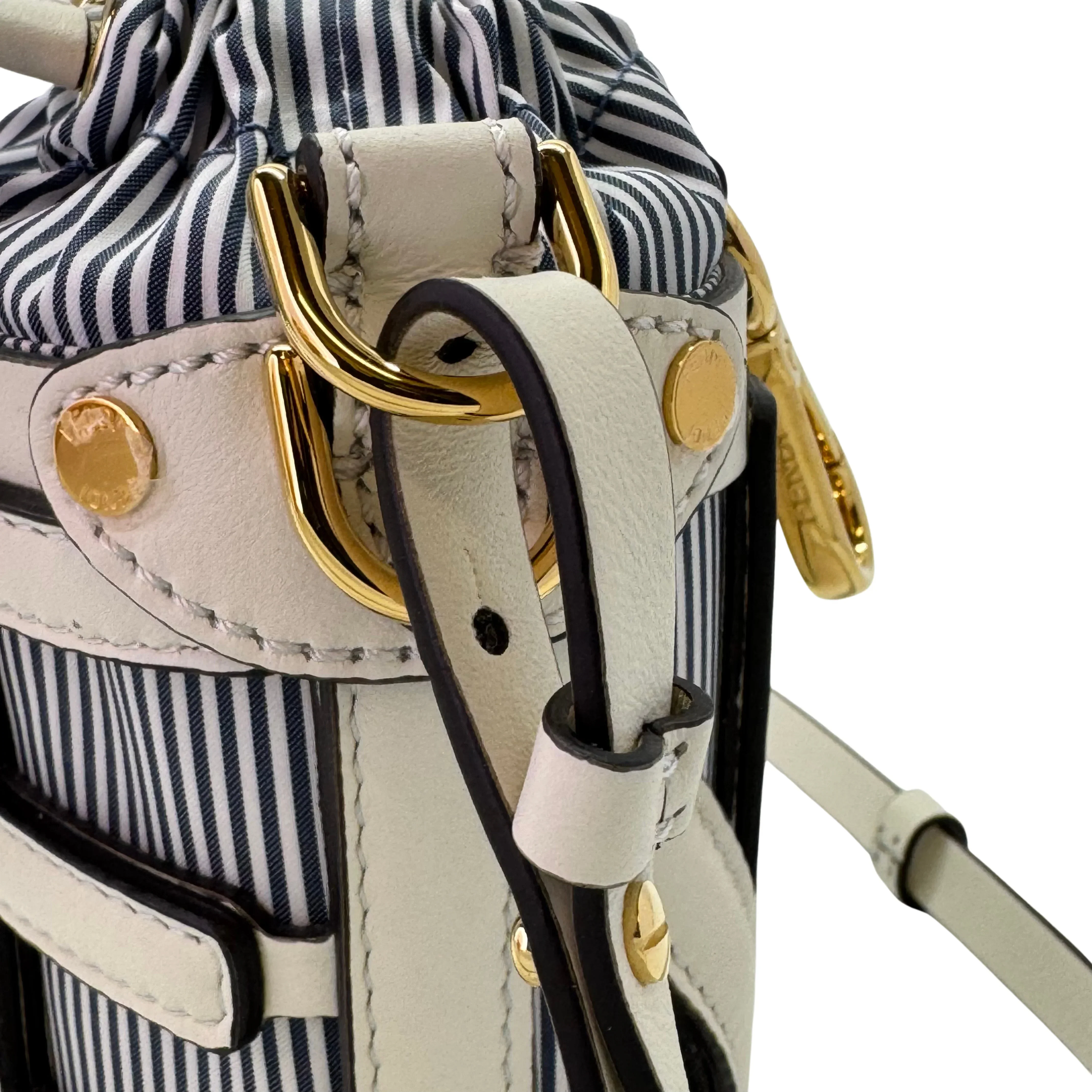 Fendi Nylon Vitello Step Out Bucket Shoulder Bag Beige Mini - Image 13