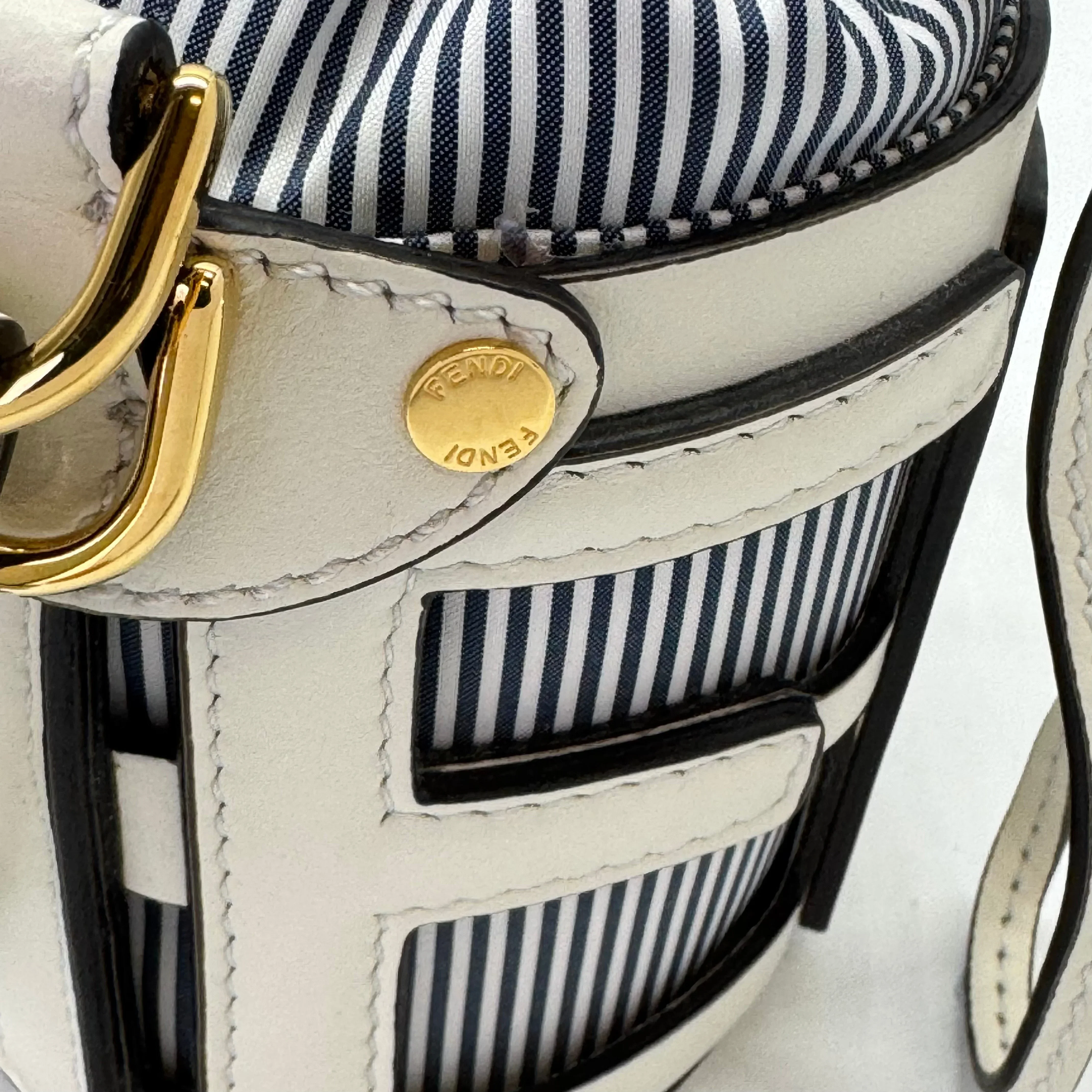 Fendi Nylon Vitello Step Out Bucket Shoulder Bag Beige Mini - Image 14