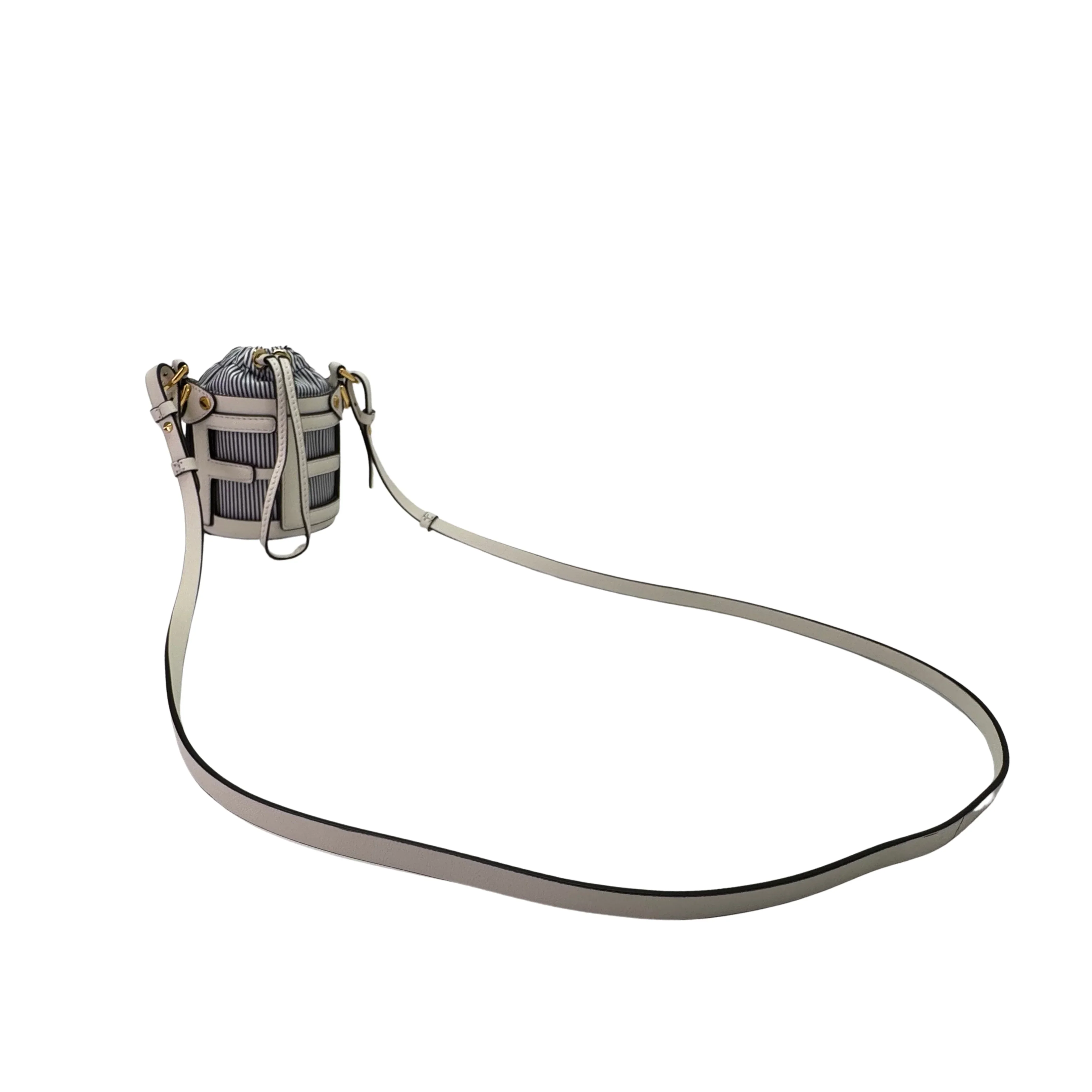 Fendi Nylon Vitello Step Out Bucket Shoulder Bag Beige Mini - Image 3