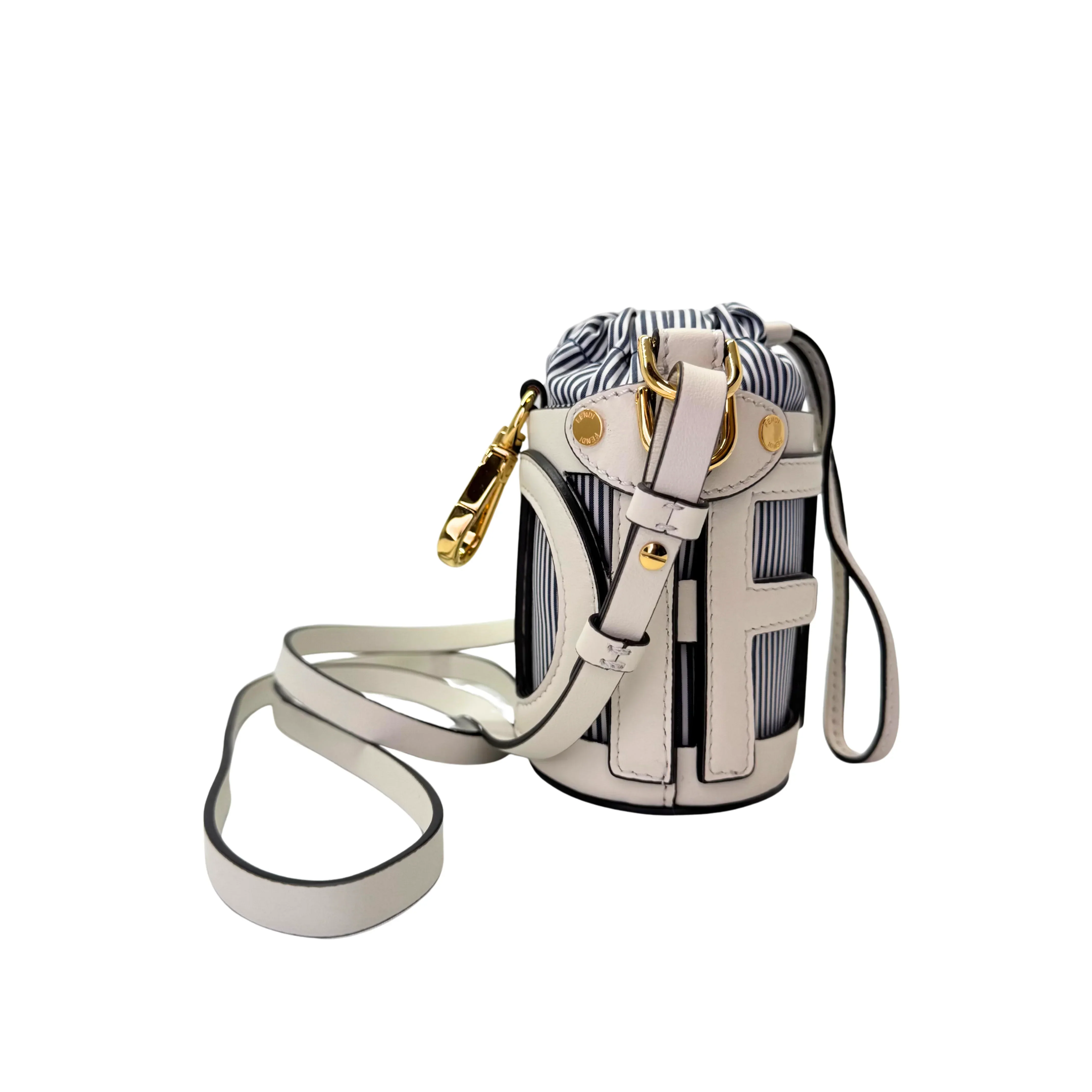 Fendi Nylon Vitello Step Out Bucket Shoulder Bag Beige Mini - Image 4