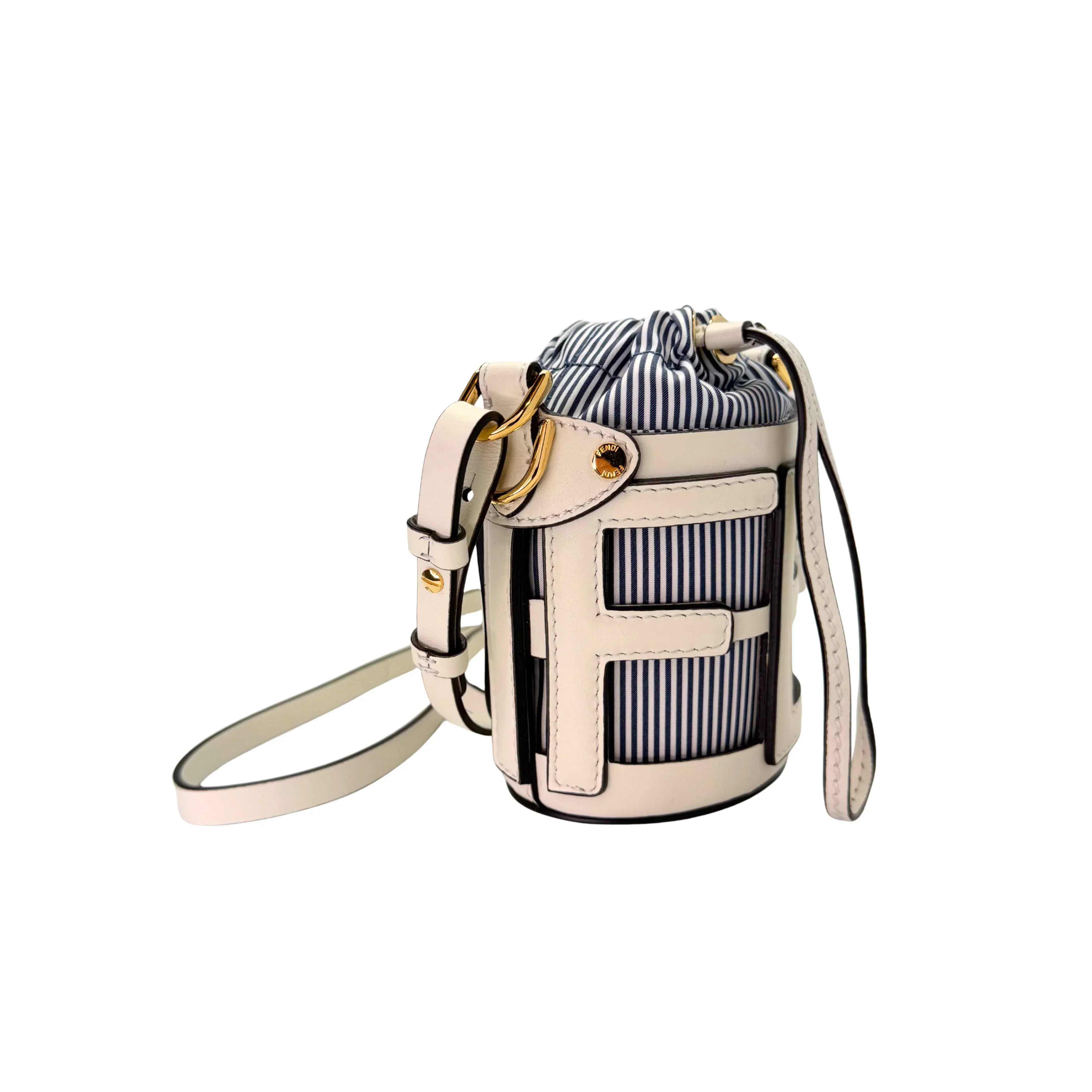Fendi Nylon Vitello Step Out Bucket Shoulder Bag Beige Mini - Image 5