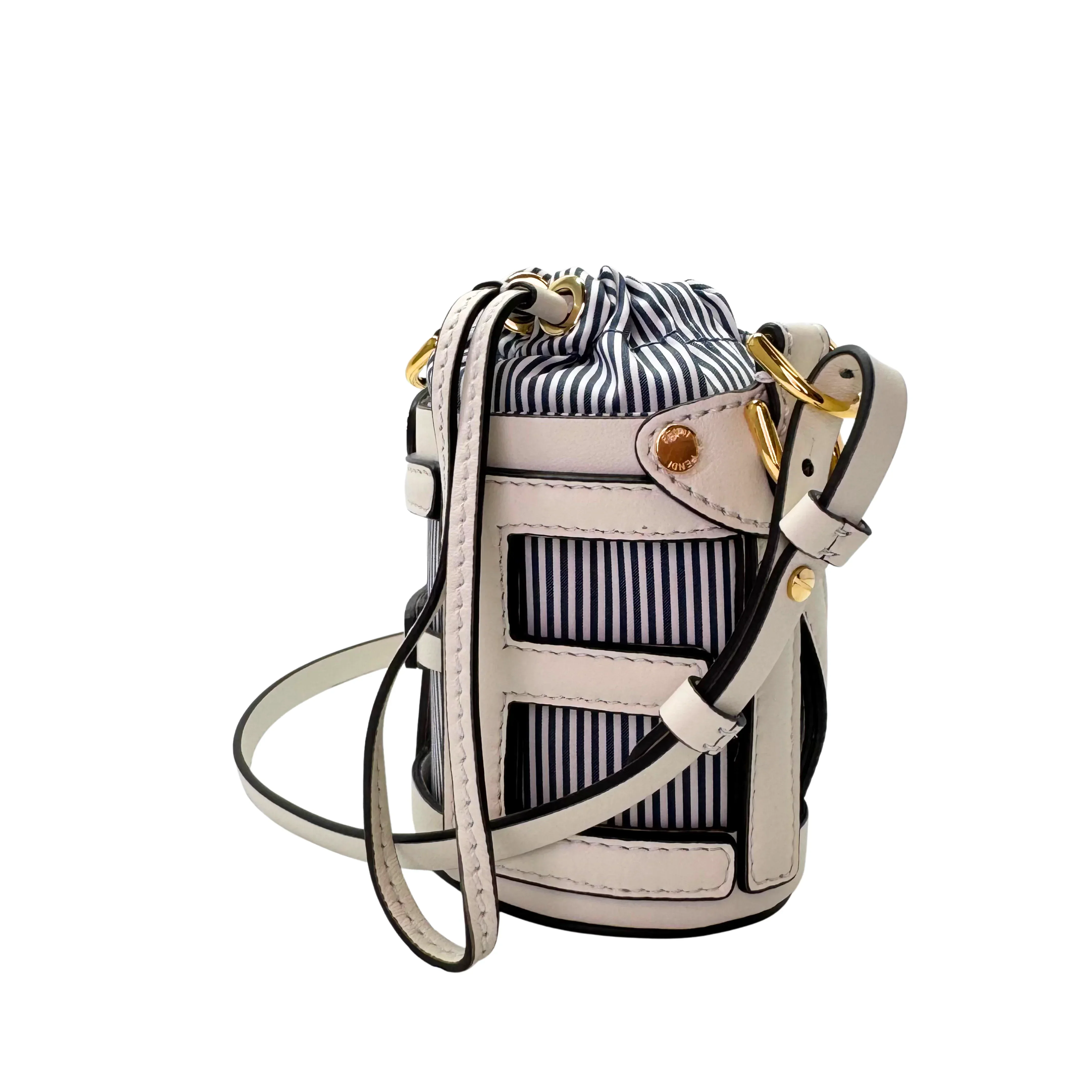 Fendi Nylon Vitello Step Out Bucket Shoulder Bag Beige Mini - Image 6