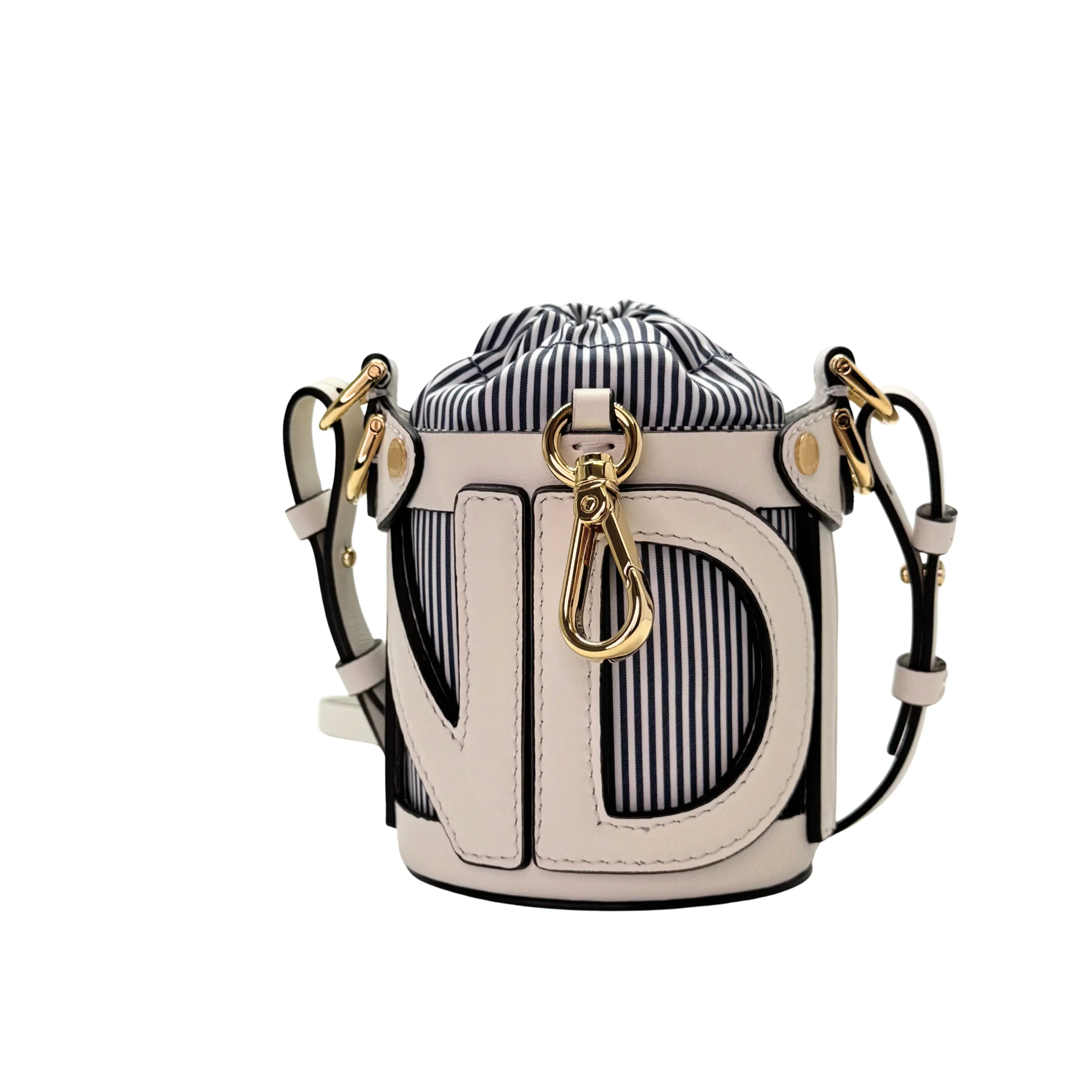 Fendi Nylon Vitello Step Out Bucket Shoulder Bag Beige Mini - Image 7