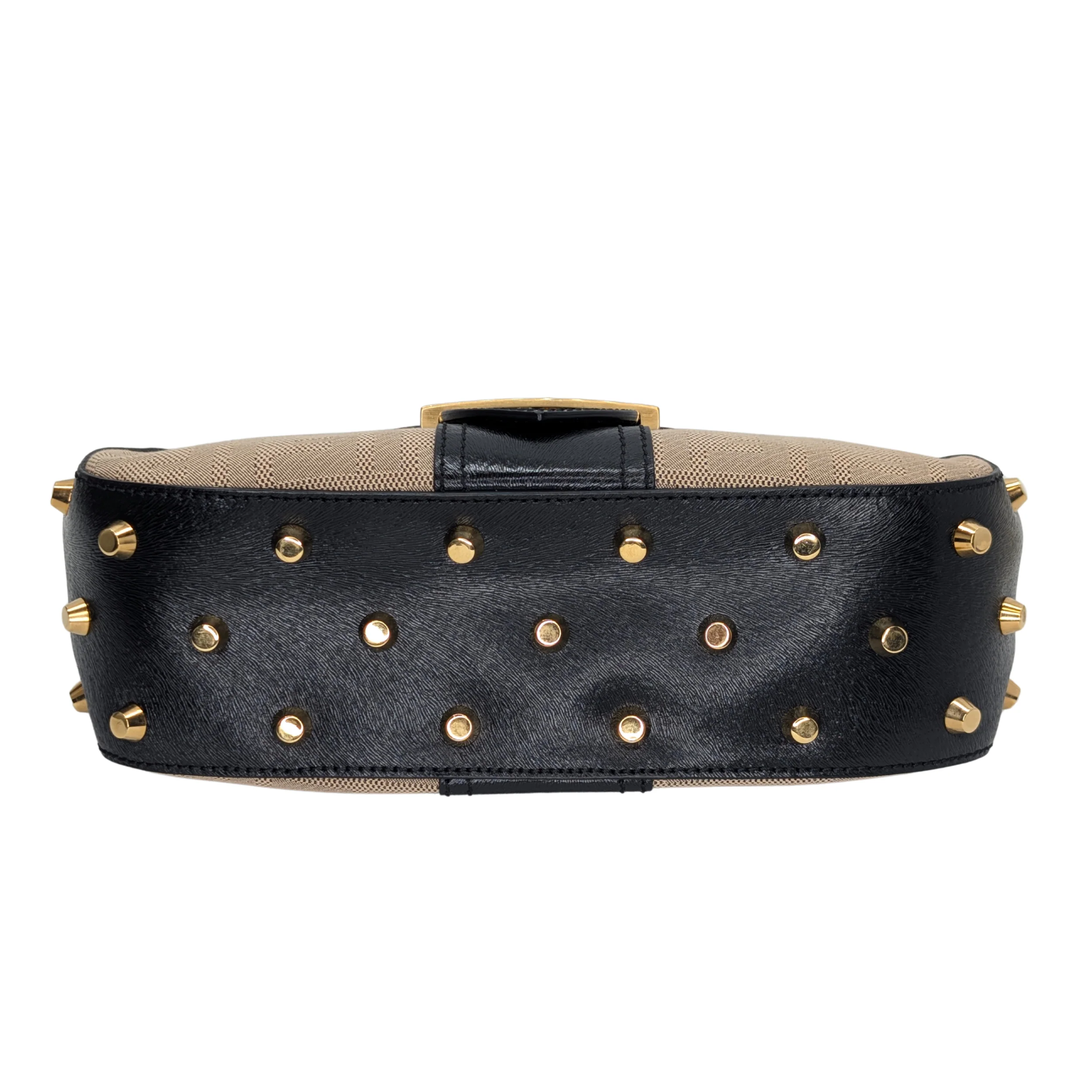 Fendi Logo Flap Baguette Bag Beige X Black - Image 6