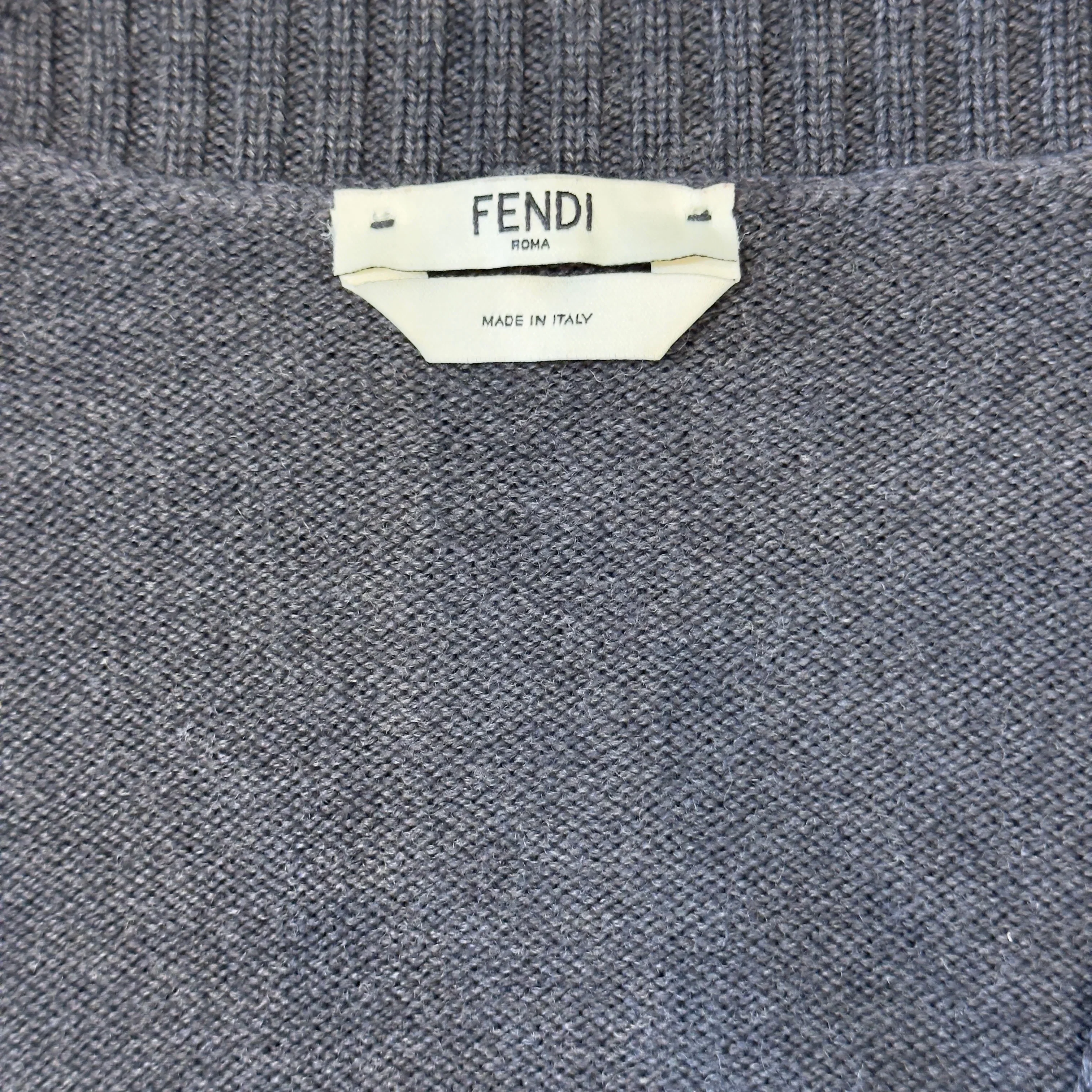 Fendi Roma Wool Cardigan Grey 42 - Image 5