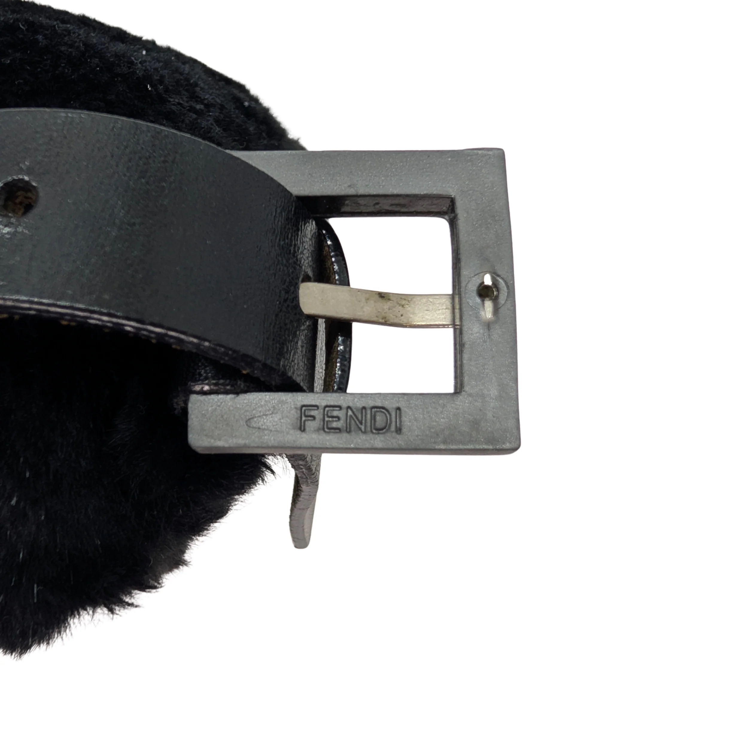 Fendi Rabbit Fur Baguette Handbag Black - Image 11