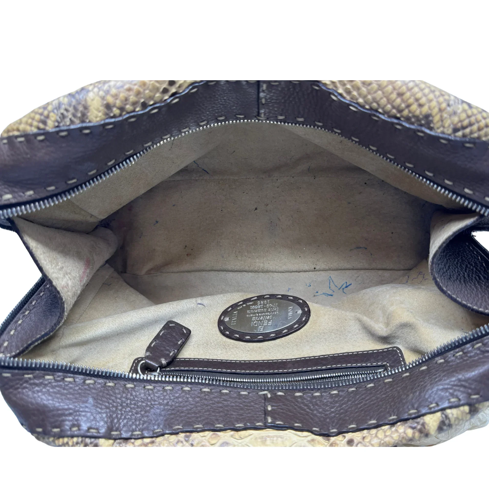 Fendi Selleria Snakeskin Leather Shoulder Bag - Image 7