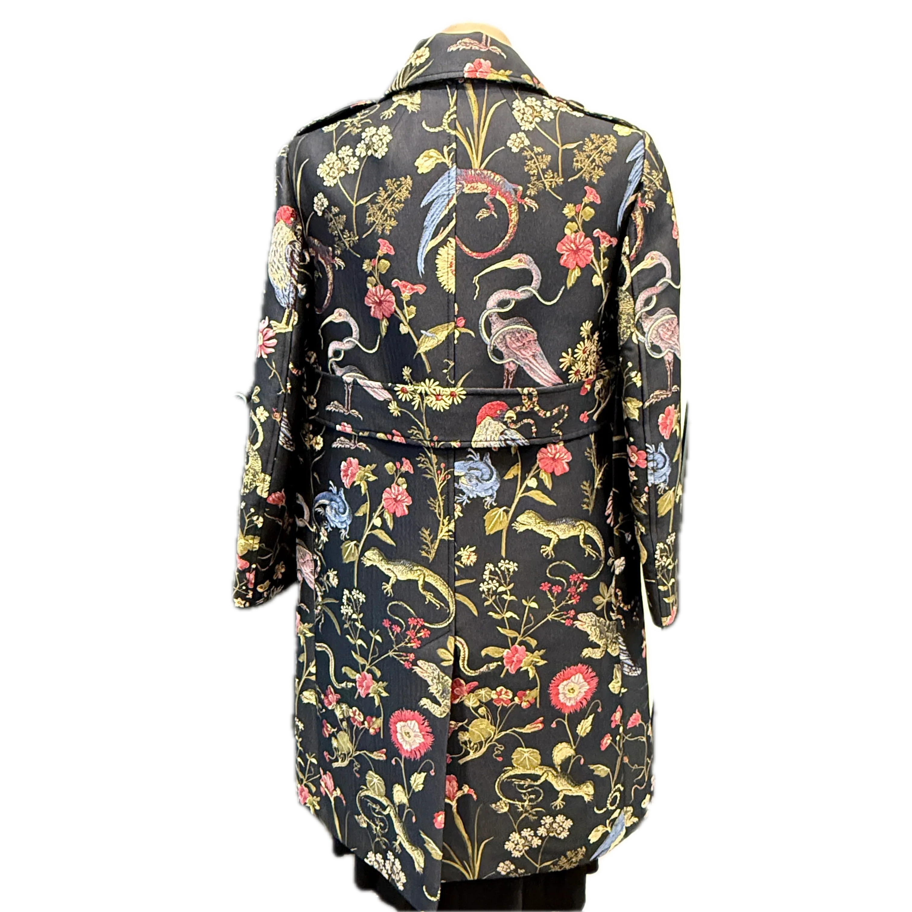 Red Valentino Bird Print Coat Jacket In Nero/rosso size 38 - Image 2