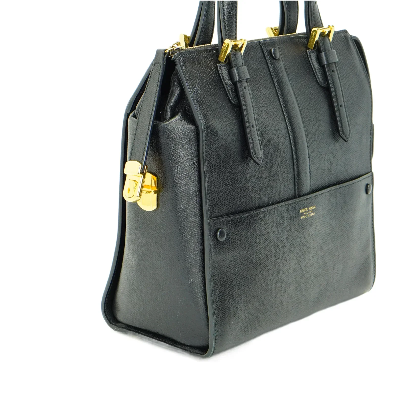 Giorgio Armani Square Leather Bag Black - Image 4