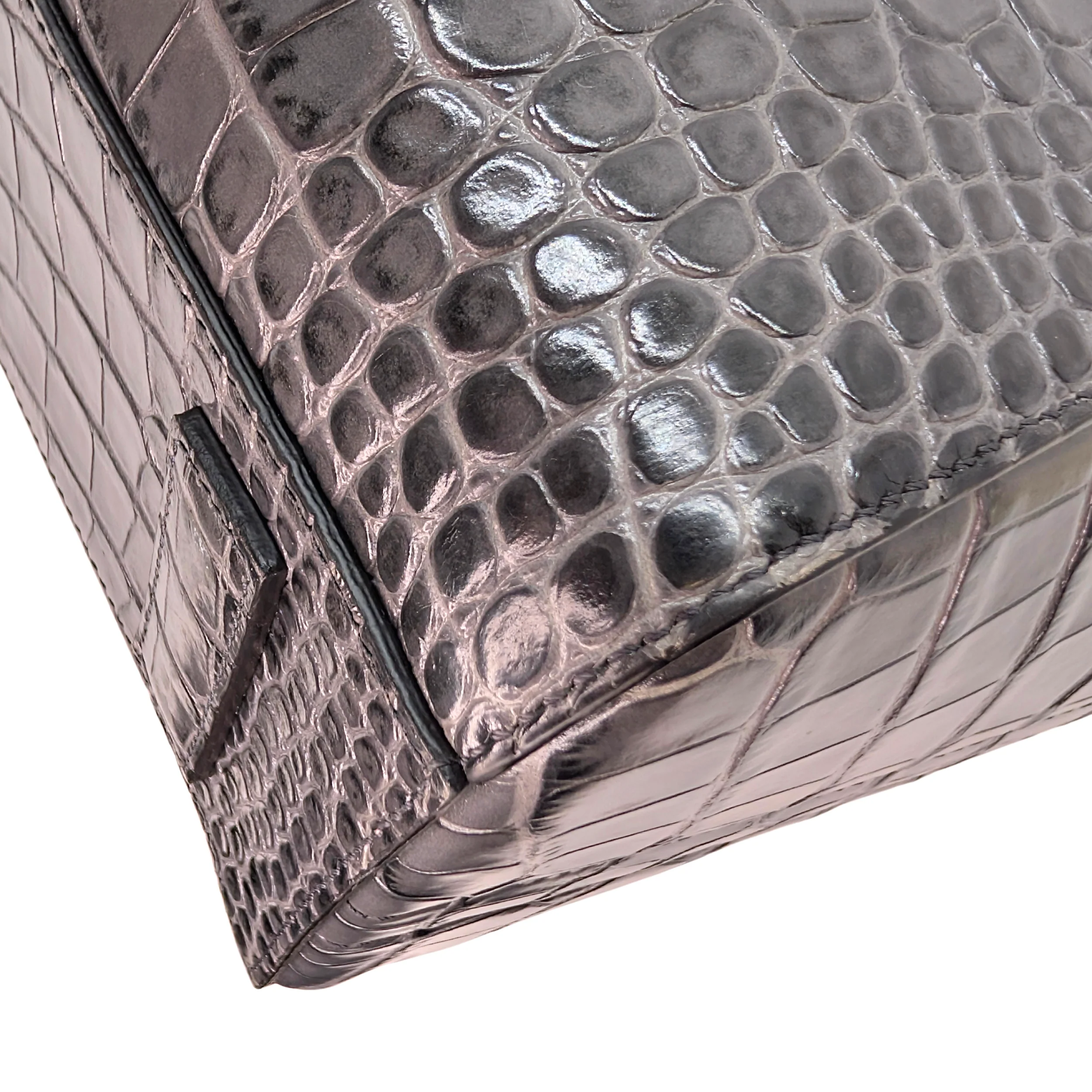 Givenchy Small Antigona Black Crocodile Embossed Bag Storm Grey - Image 10